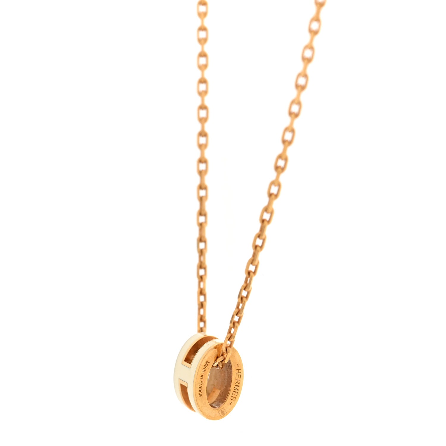 Lacquered Gold Mini Pop H Pendant Necklace White