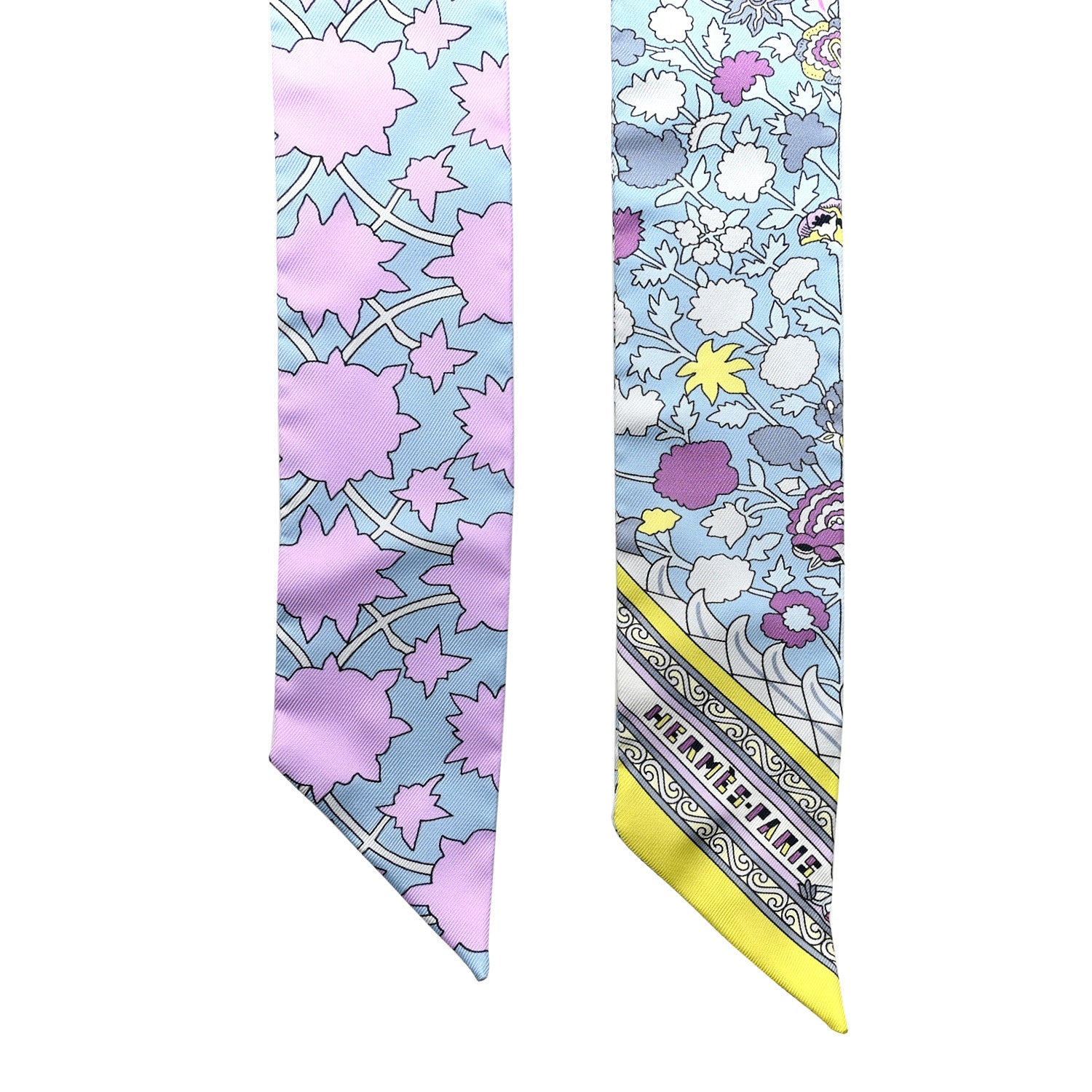 Silk Tapis Persans Twilly Rose Gris Bleuete Jaune Soufre