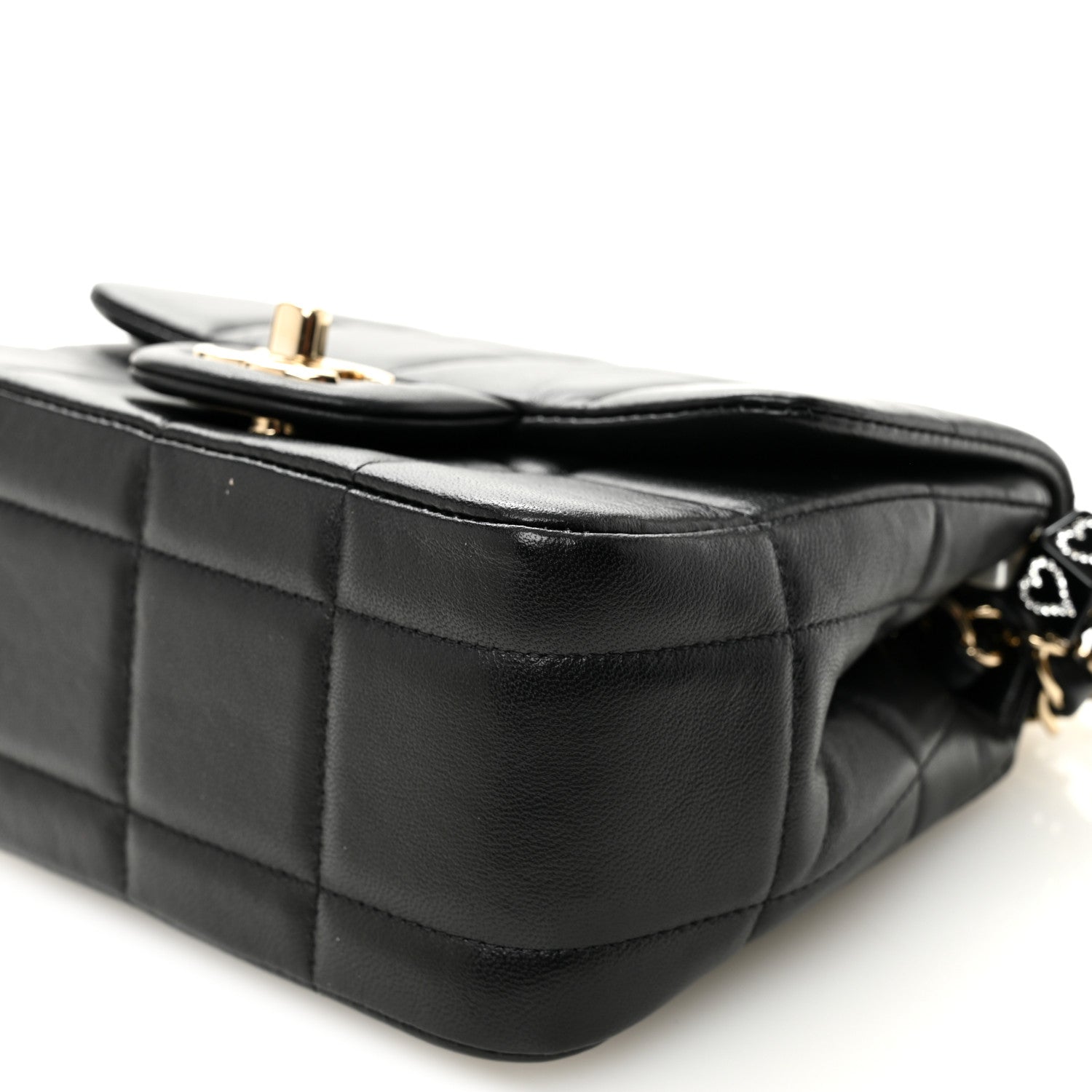 Lambskin Resin Crystal Square Quilted Mini Monacoco Flap Black