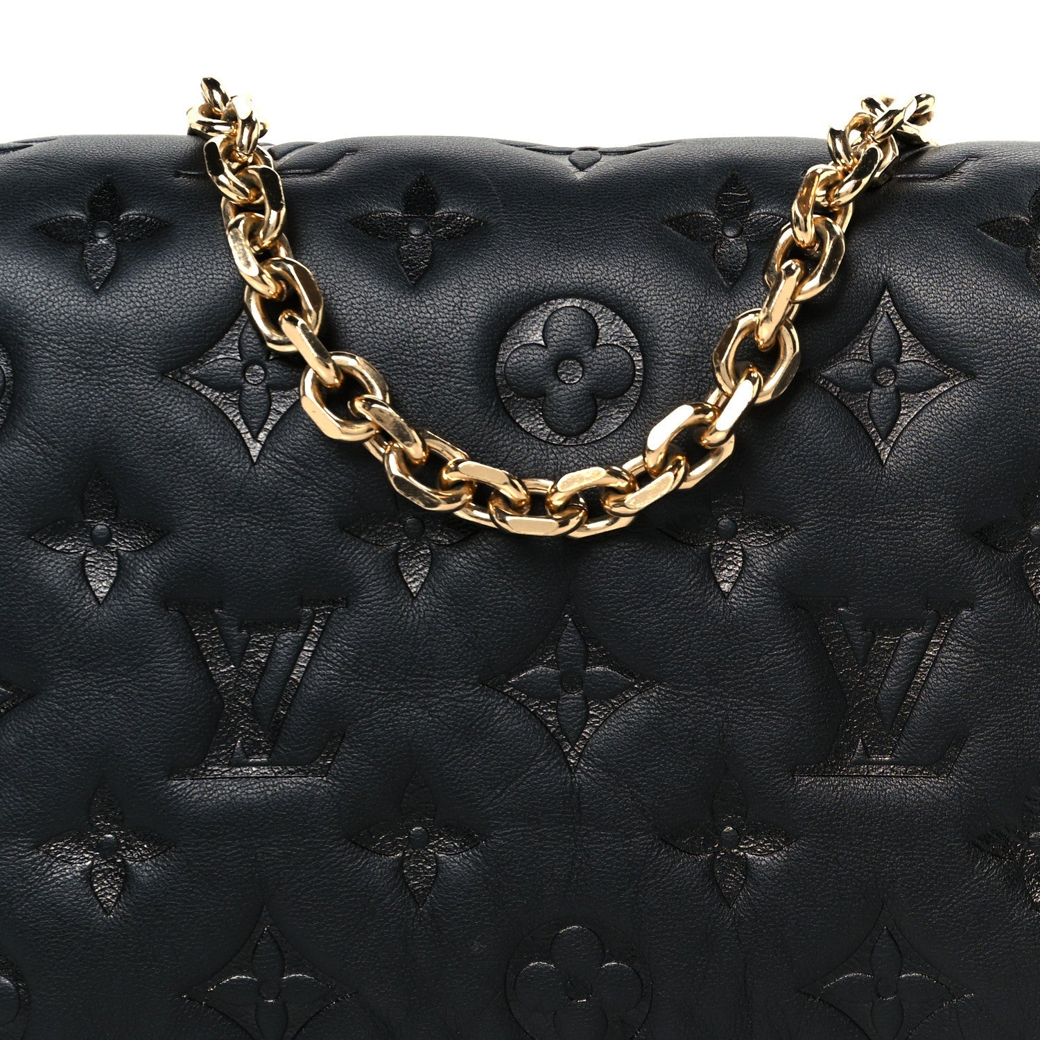 Lambskin Embossed Monogram Pochette Coussin Black