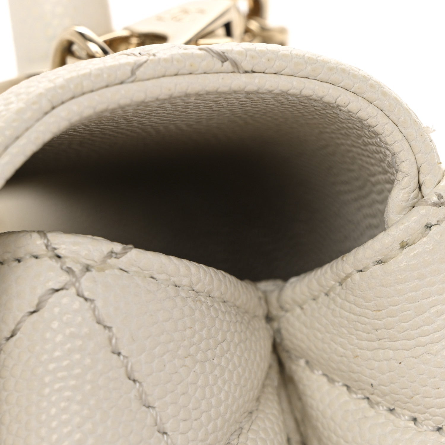Caviar Quilted Mini Coco Handle Flap White