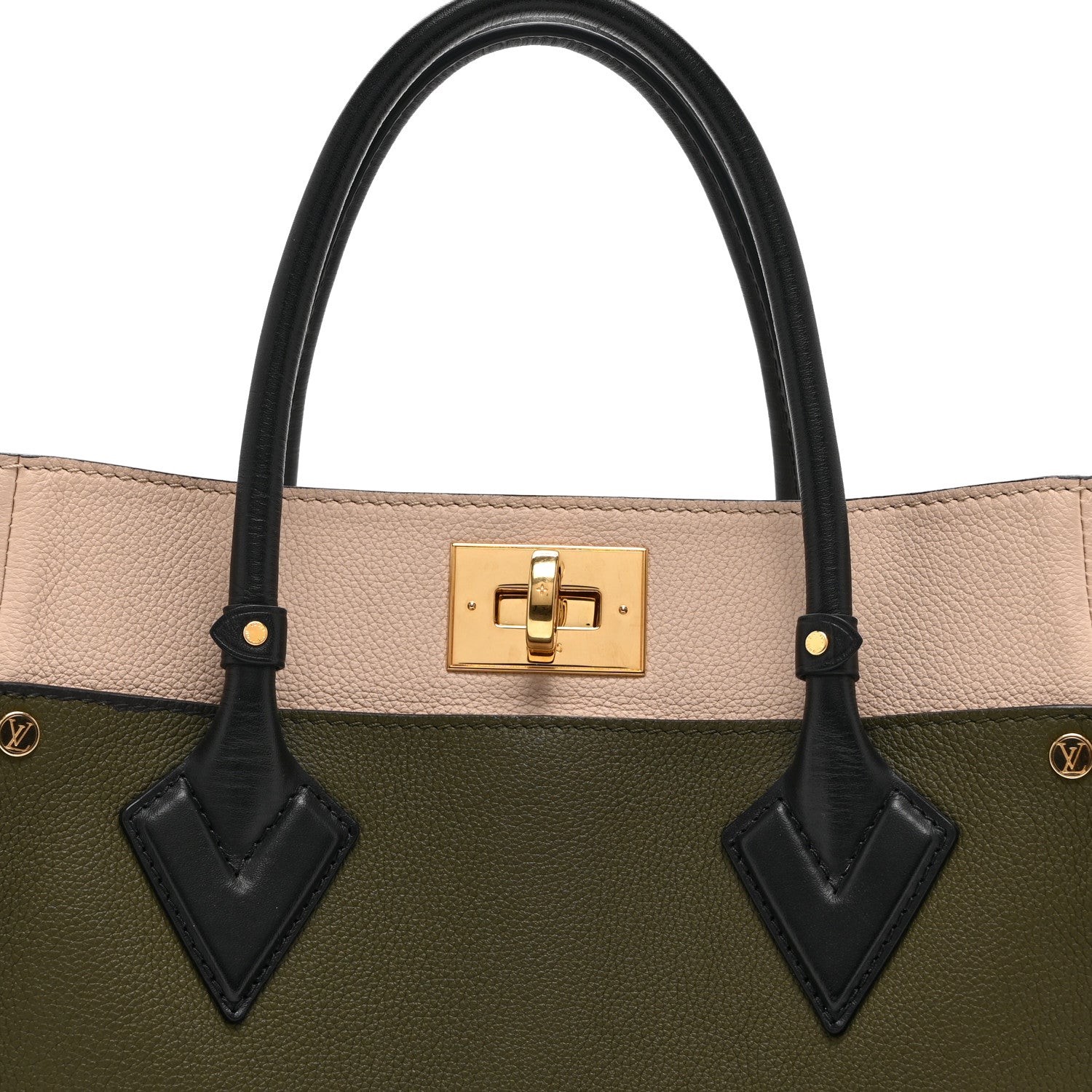 Calfskin Monogram On My Side MM Laurier Green Toffee Latte Beige
