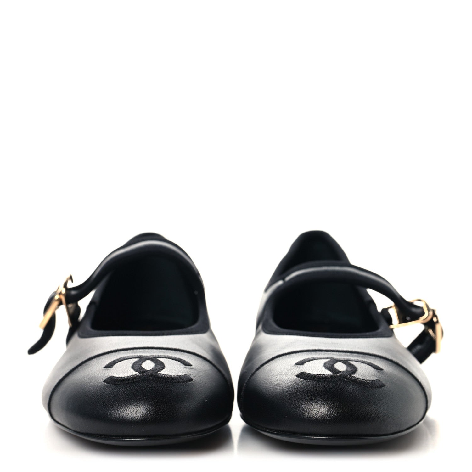 Lambskin Mary Jane Flats 38 Black