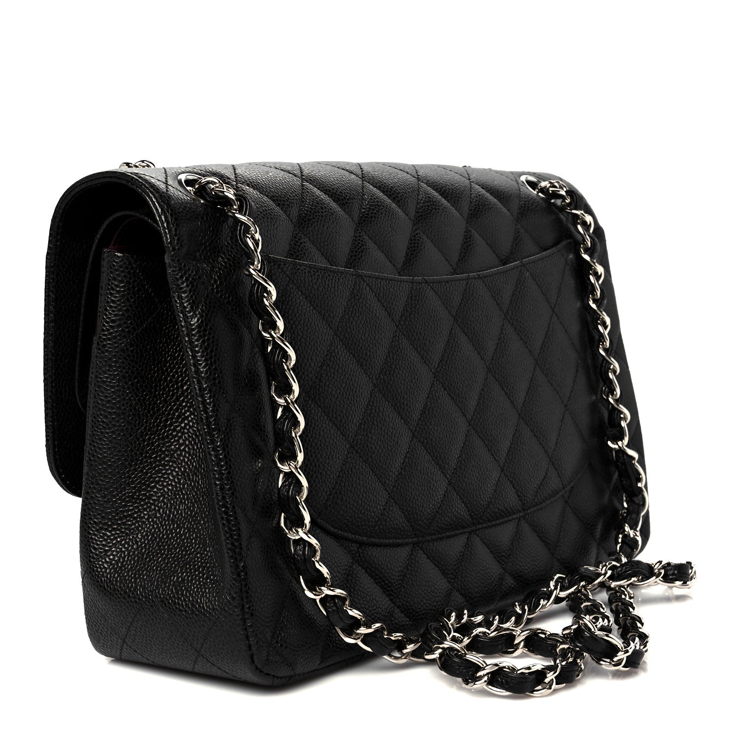 Caviar Quilted Jumbo Double Flap Black