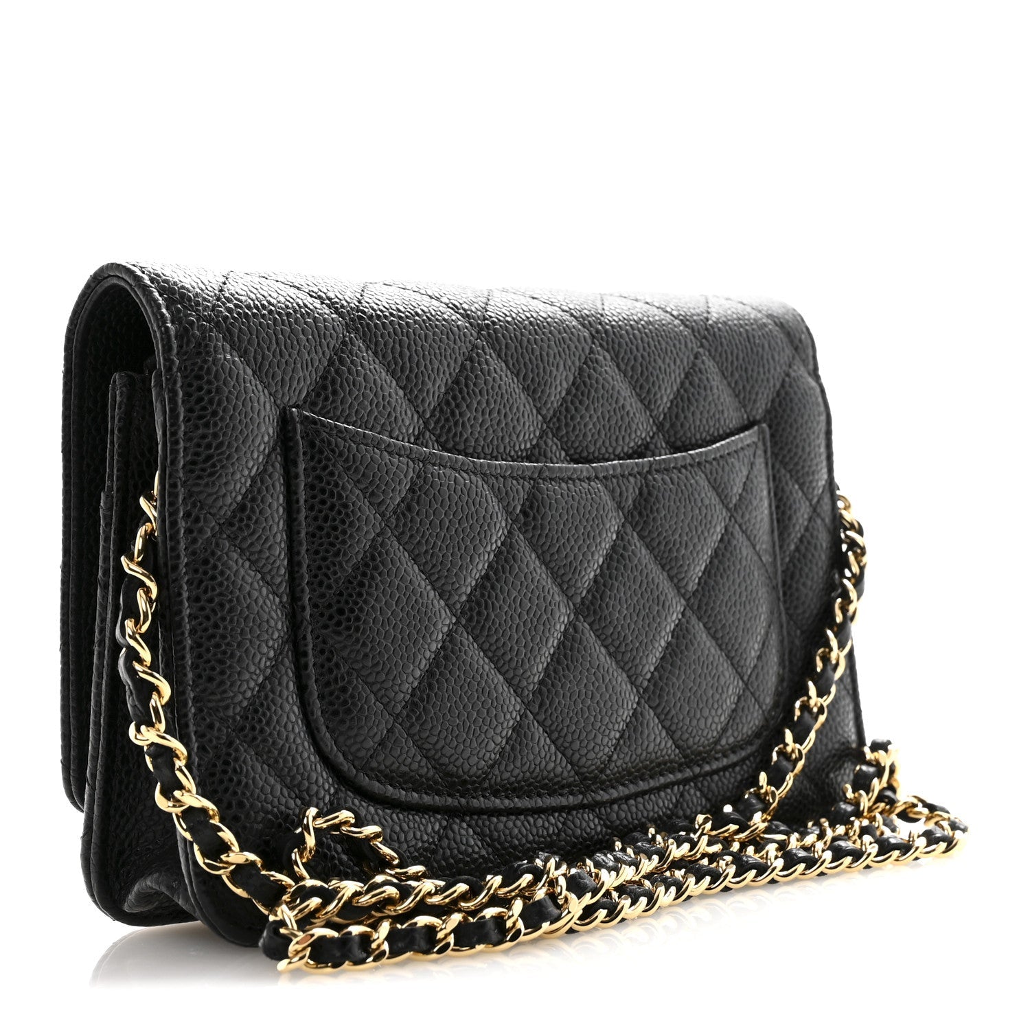 Caviar Quilted Wallet On Chain WOC Black