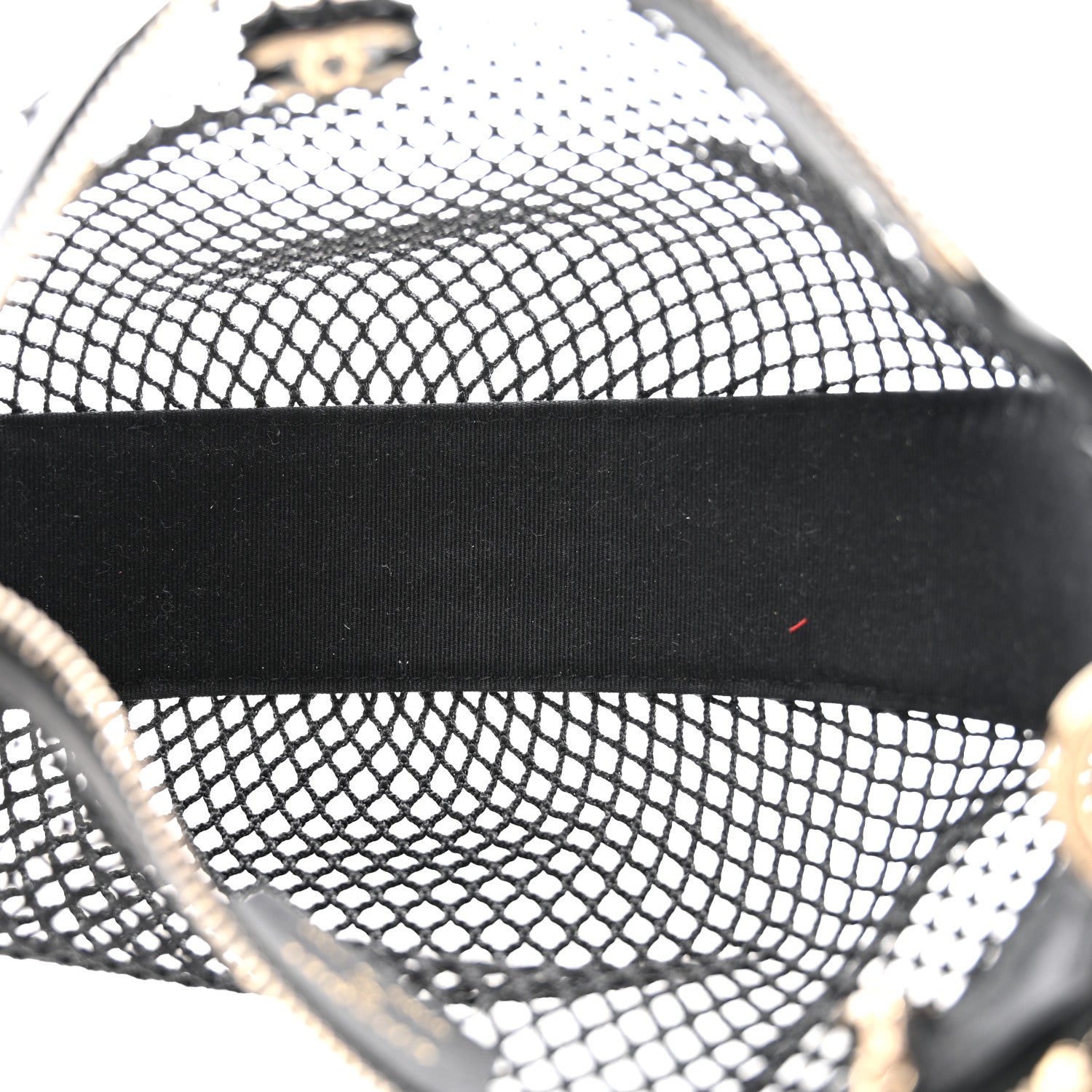Mesh Shiny Lambskin Chain Hobo Black