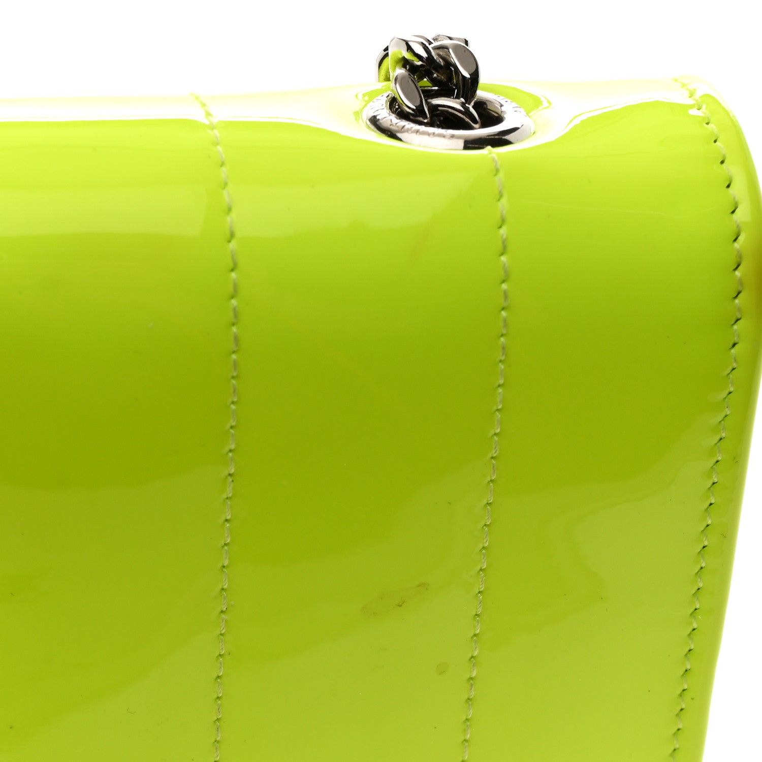 Patent Calfskin Matelasse Monogram Vicky Chain Wallet Neon Yellow