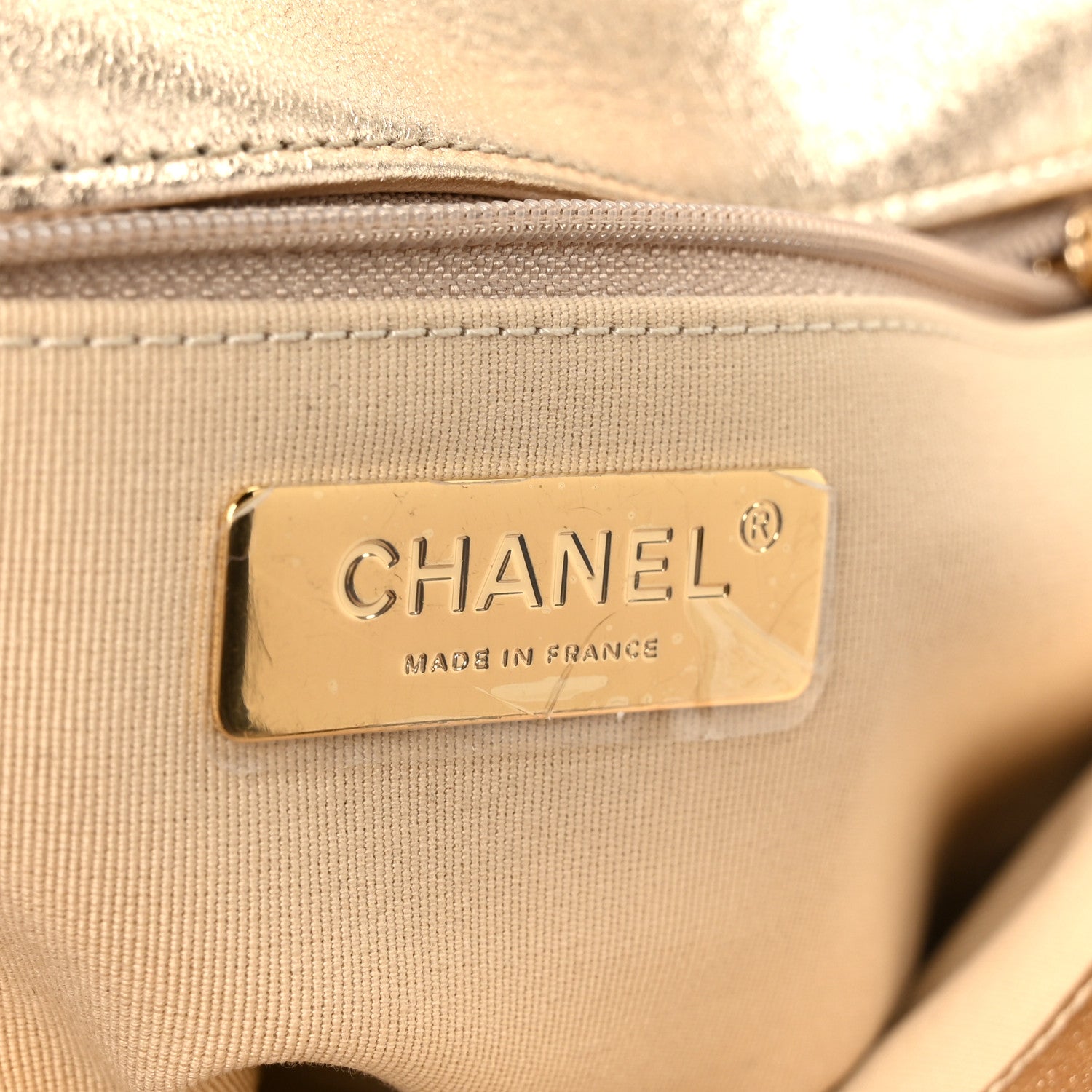 Metallic Calfskin Crochet Medium Chanel 19 Flap Gold