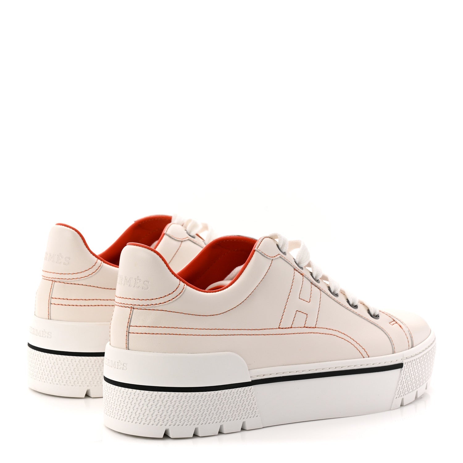 Calfskin Womens Voltage Sneakers 38 White Orange