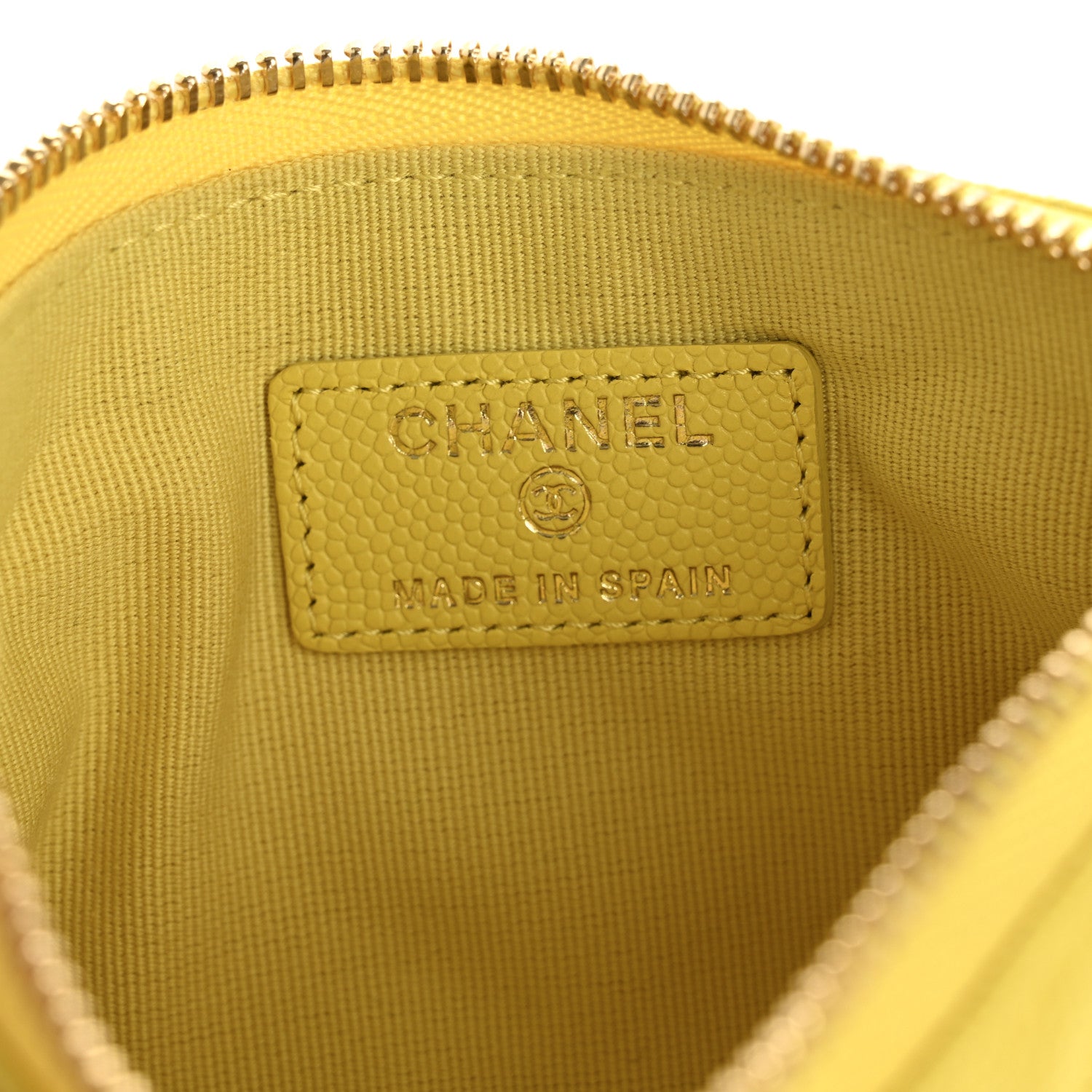Caviar Quilted Small Cosmetic Case Yellow