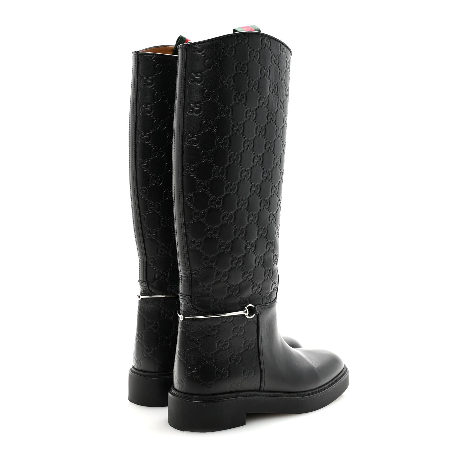 Guccissima Michelangelo Slim Horsebit Riding Boots 37 Black