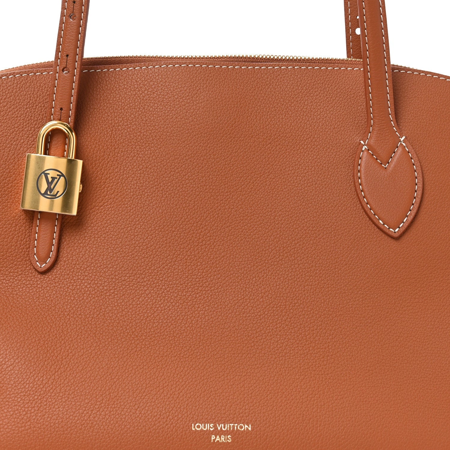 Grained Calfskin Low Key Duffle Tote Cognac