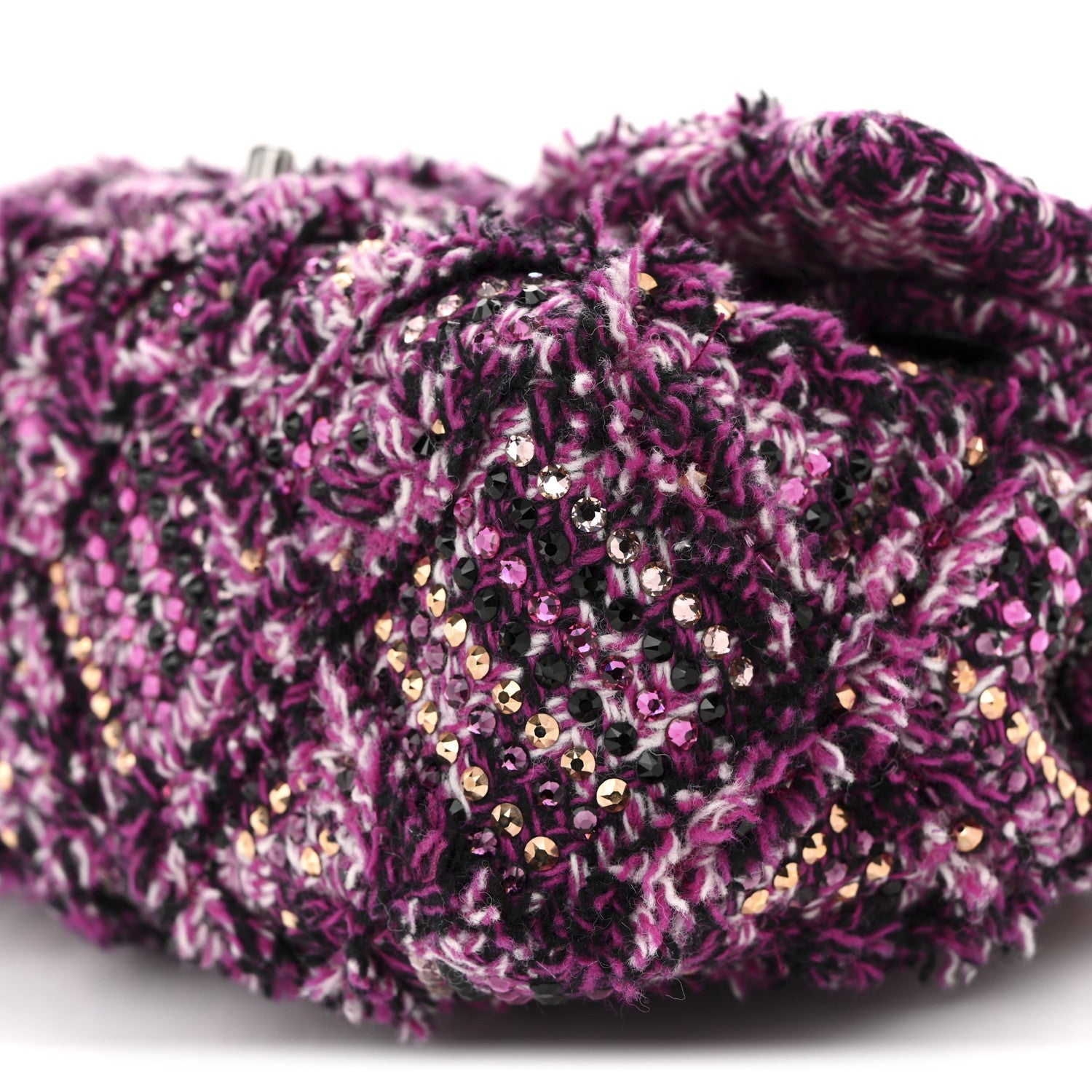 Crystal Tweed Quilted Medium Double Flap Purple Multicolor