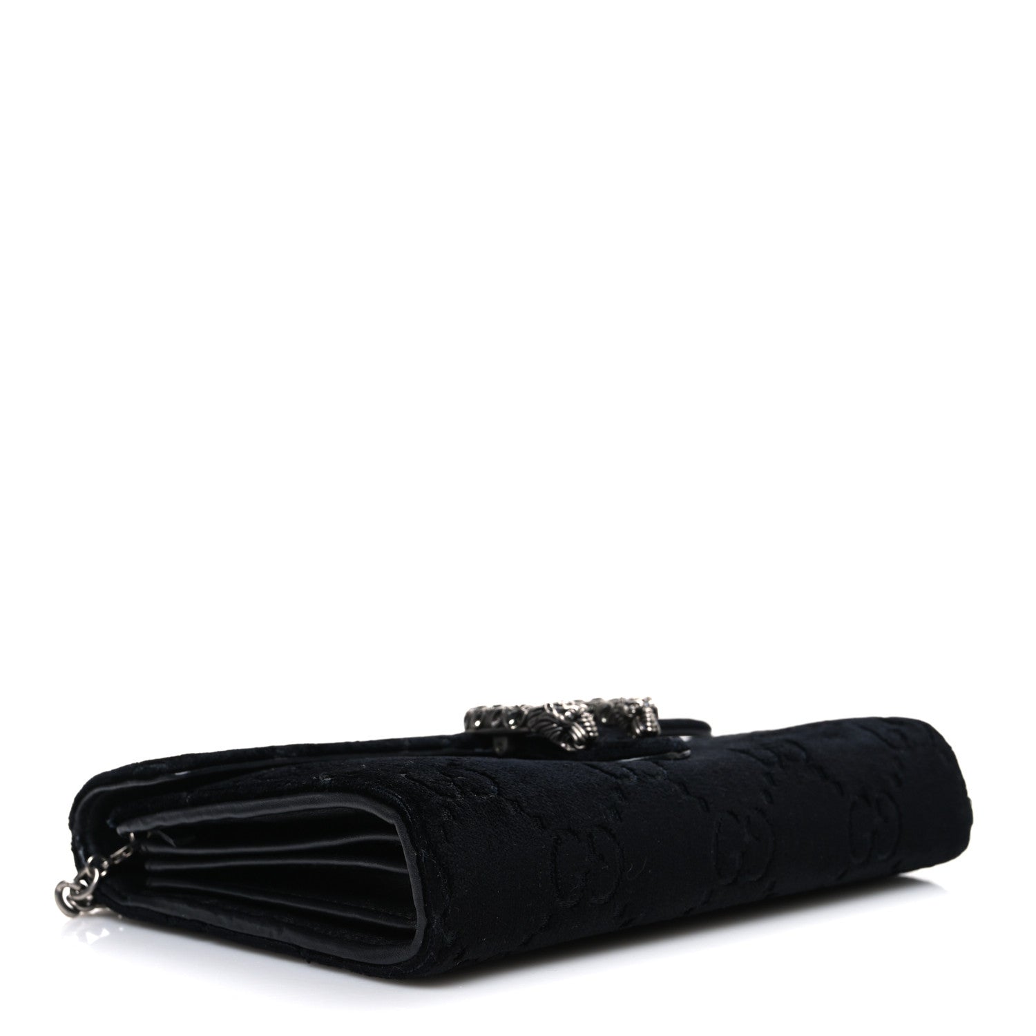 Velvet GG Monogram Mini Dionysus Chain Wallet Black