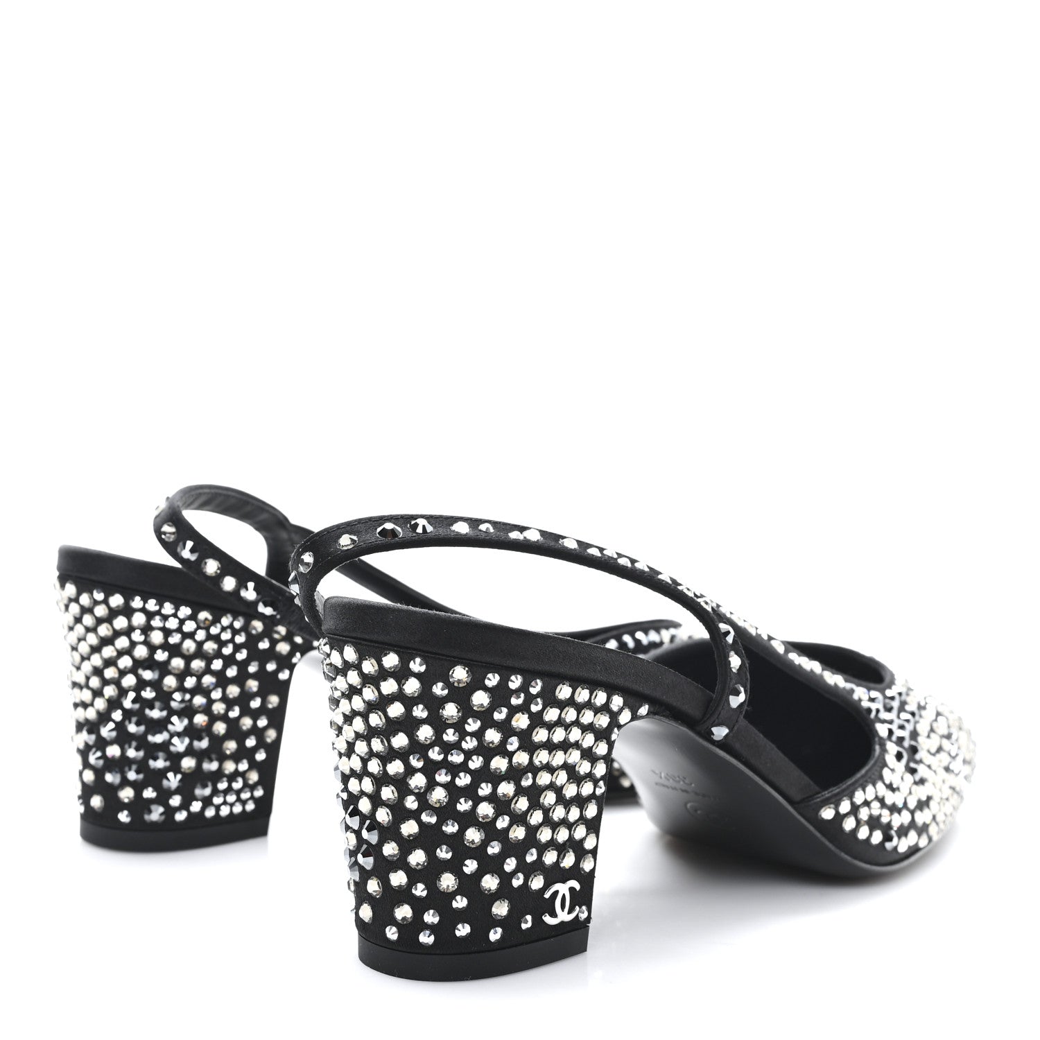 Strass Cap Toe CC Slingback Pumps 38.5 Black