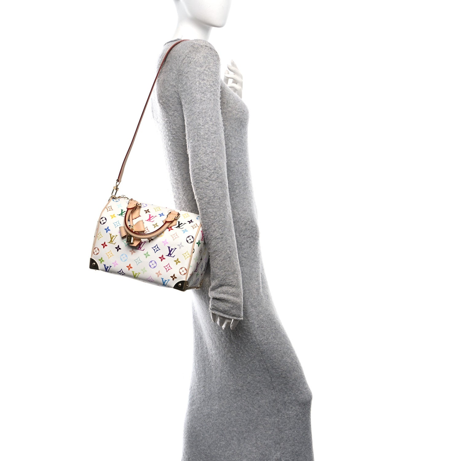 LV X TM Monogram Multicolor Speedy Bandouliere 25 White