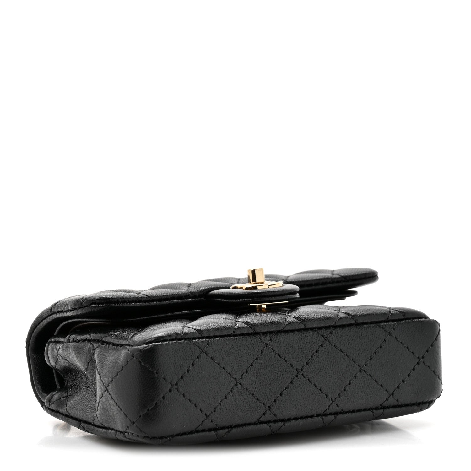 Lambskin Quilted Mini Flap Bag Charm With Hook Black