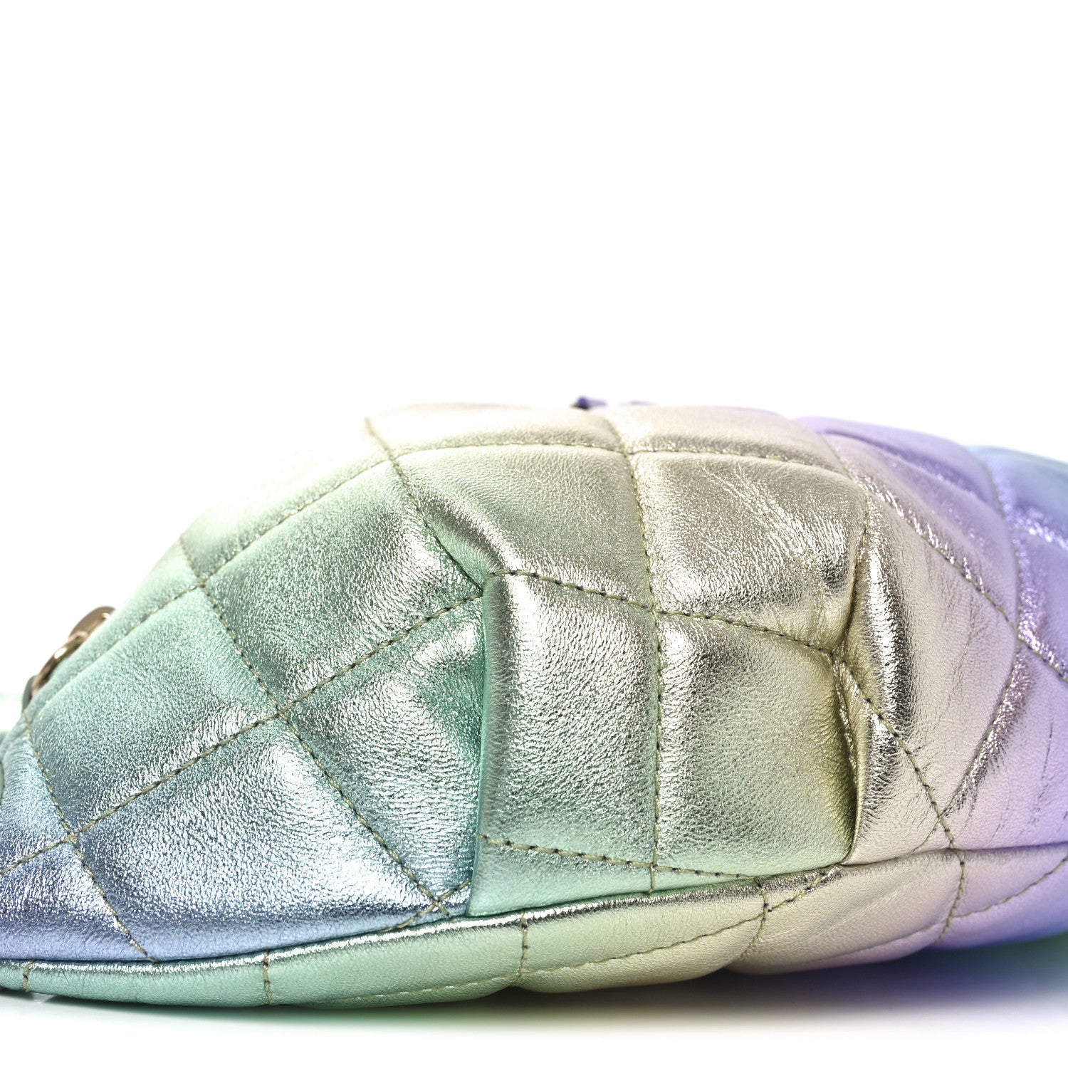 Gradient Metallic Lambskin Quilted Walking Mood Waist Bag Fanny Pack Pink Purple Green