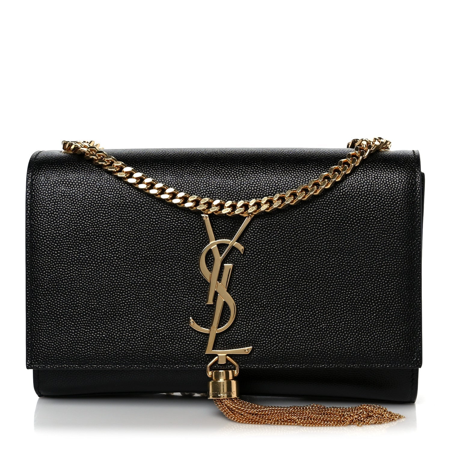 Calfskin Small Classic Monogram Kate Tassel Satchel Black