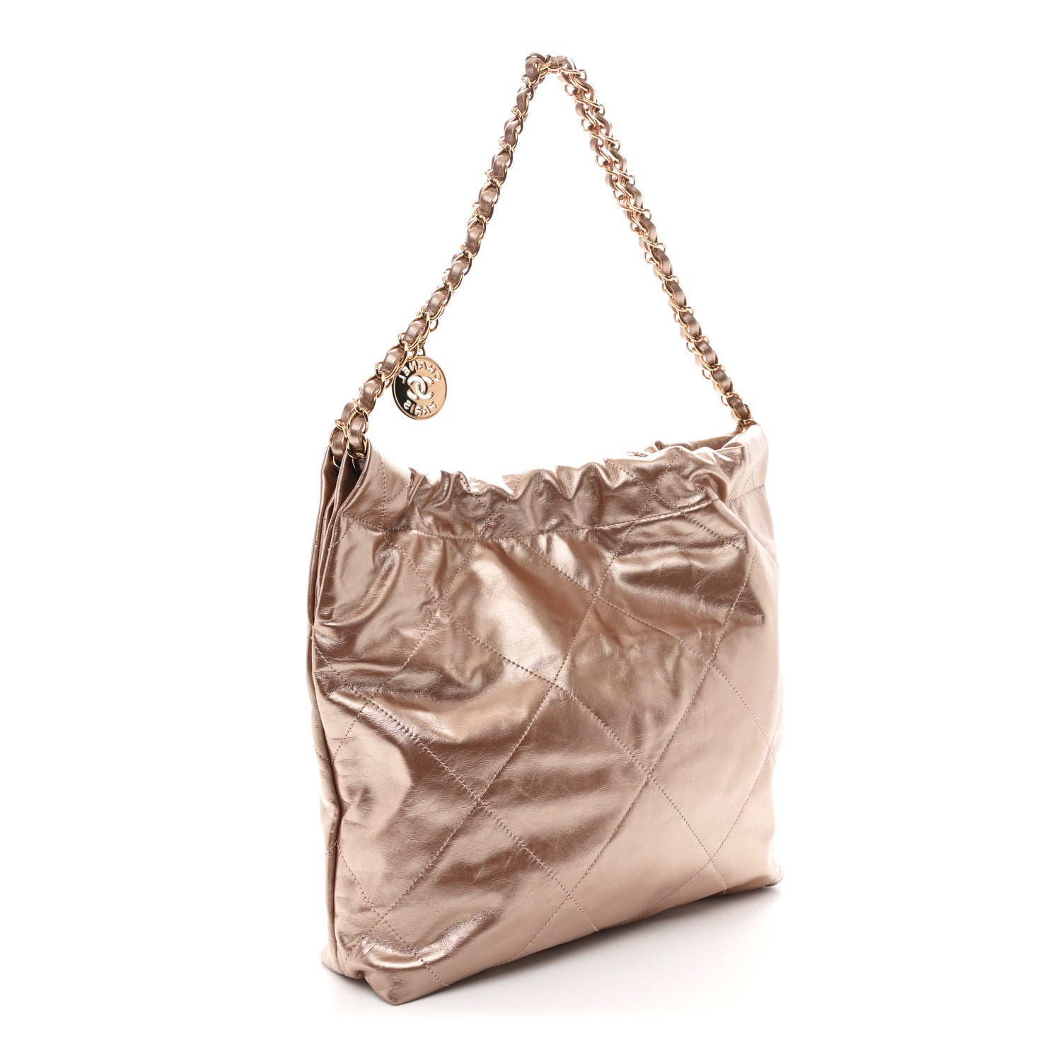 Metallic Calfskin Quilted Small Chanel 22 Pink