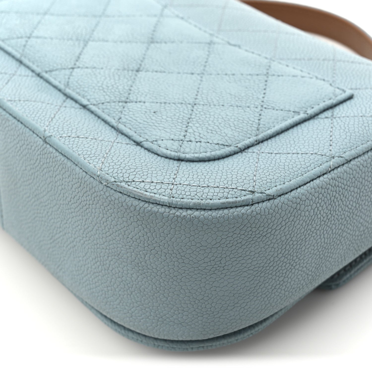 Grained Calfskin Quilted Small Cuba Top Handle Flap Blue