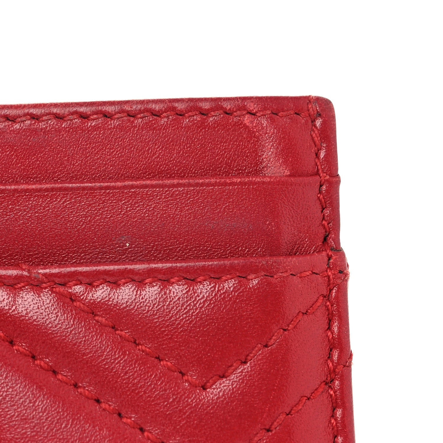Calfskin Matelasse GG Marmont Card Holder Hibiscus Red
