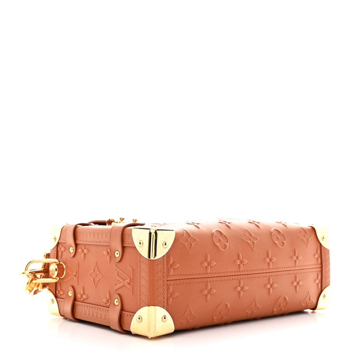 Calfskin Debossed Monogram Side Trunk Tan