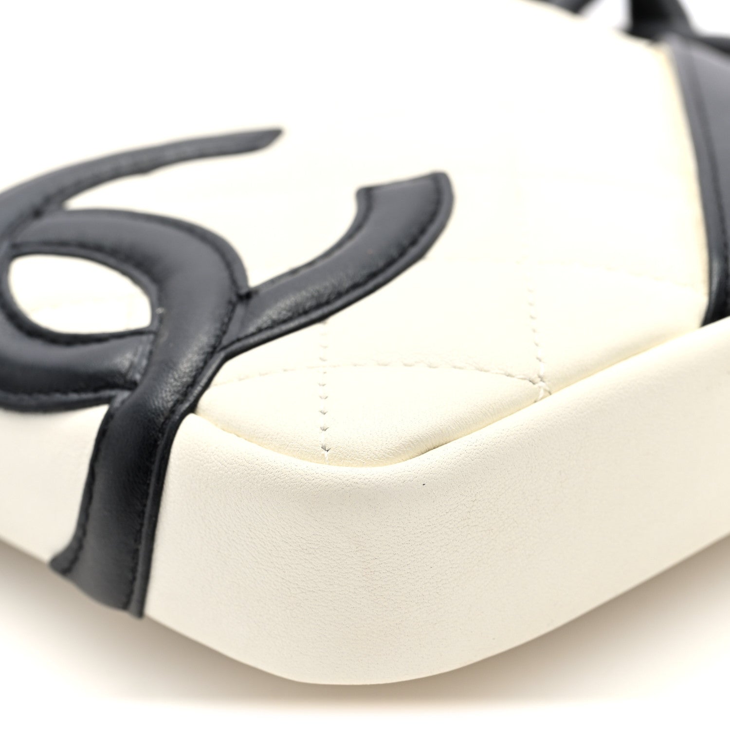 Calfskin Quilted Cambon Small Messenger White Black
