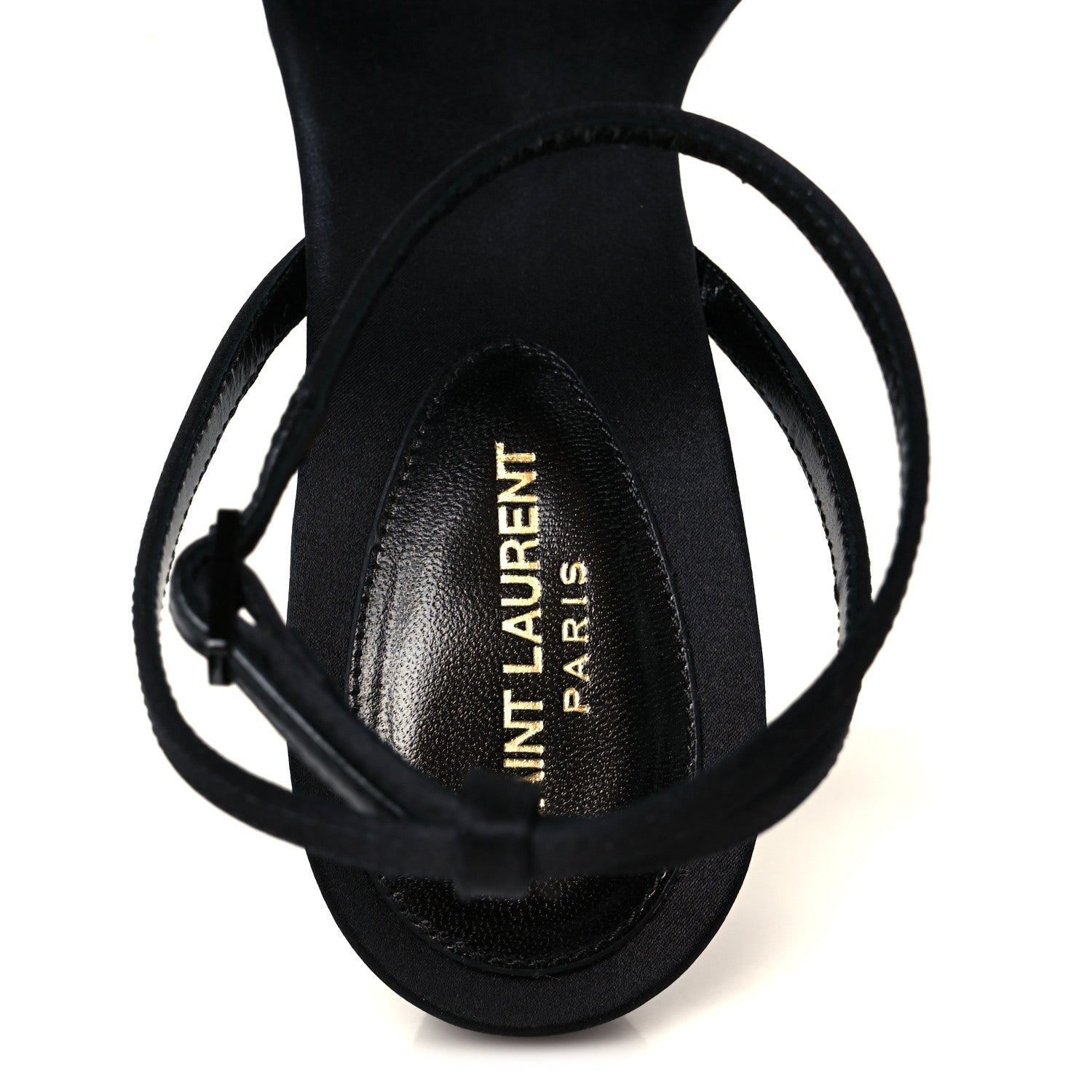 Crepe Satin Crystal New Nuit 90 Ankle Strap Sandals 38.5 Black