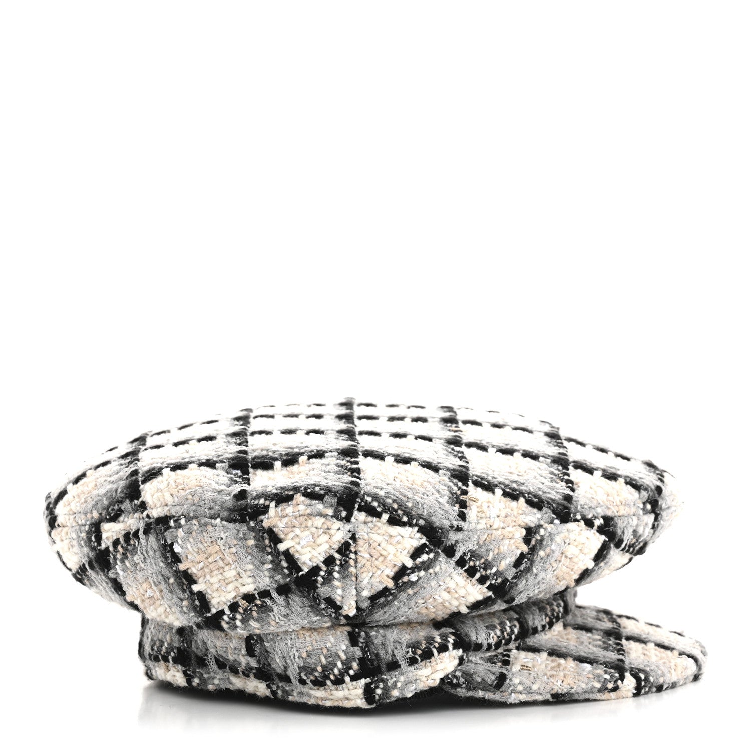 Cotton Tweed CC Beret S White Black Multicolor
