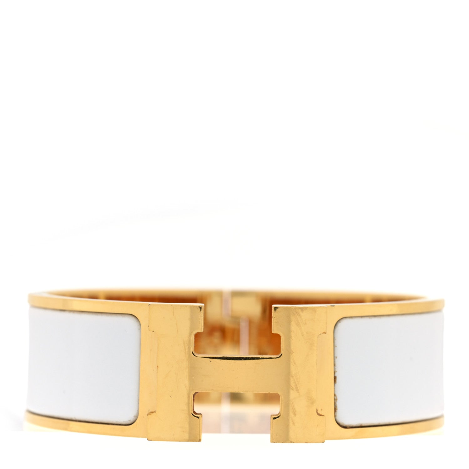 Enamel Wide Clic Clac H Bracelet PM White