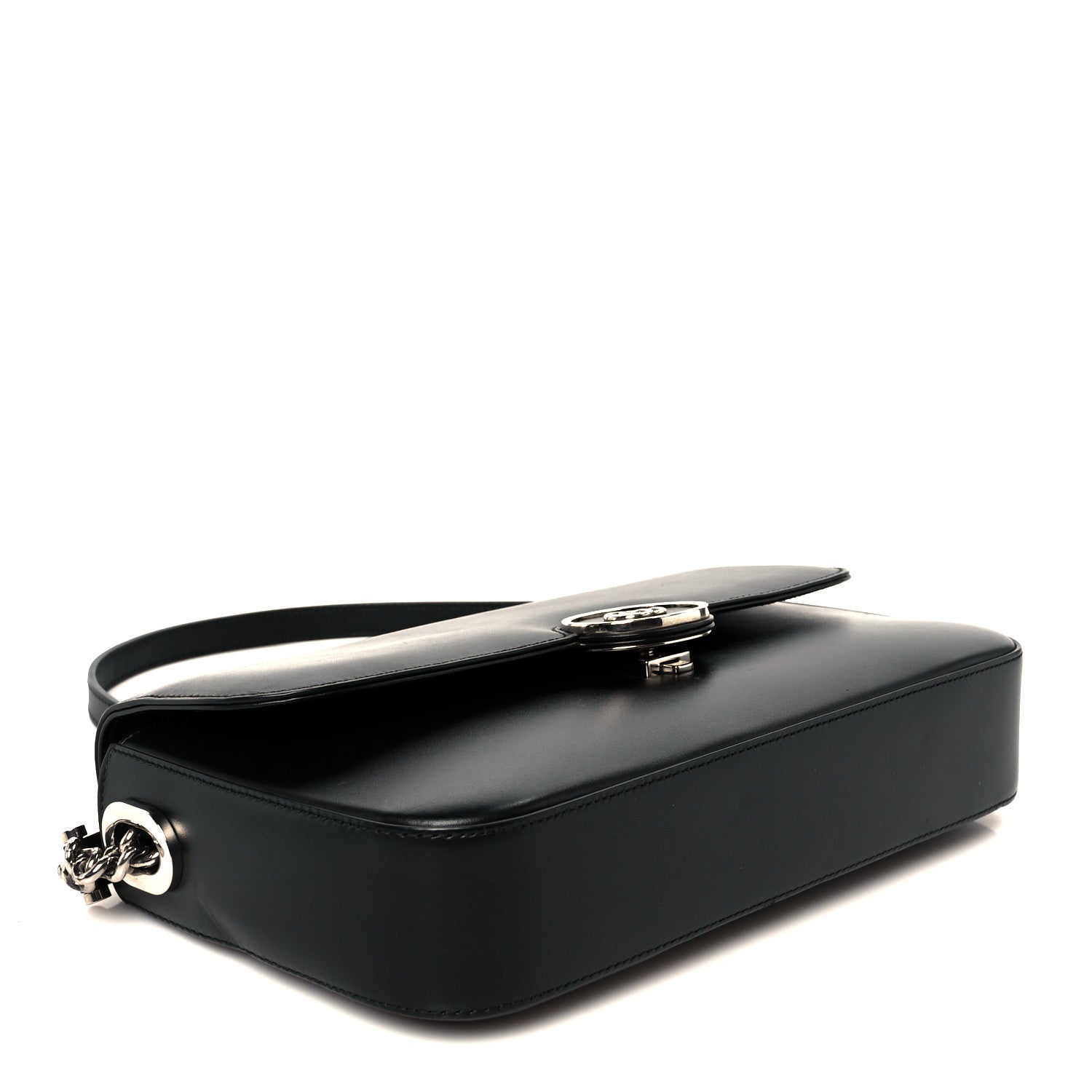 Senna Calfskin Petite GG Top Handle Shoulder Bag Black