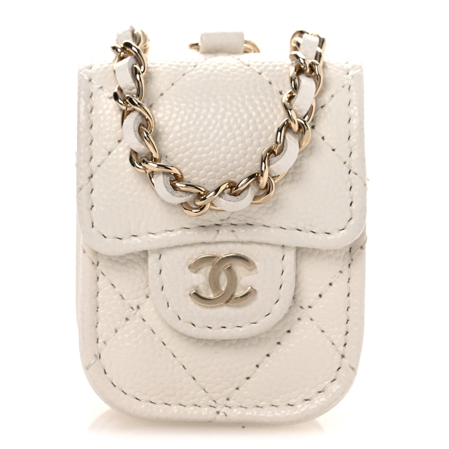 Caviar Quilted Airpods Case White