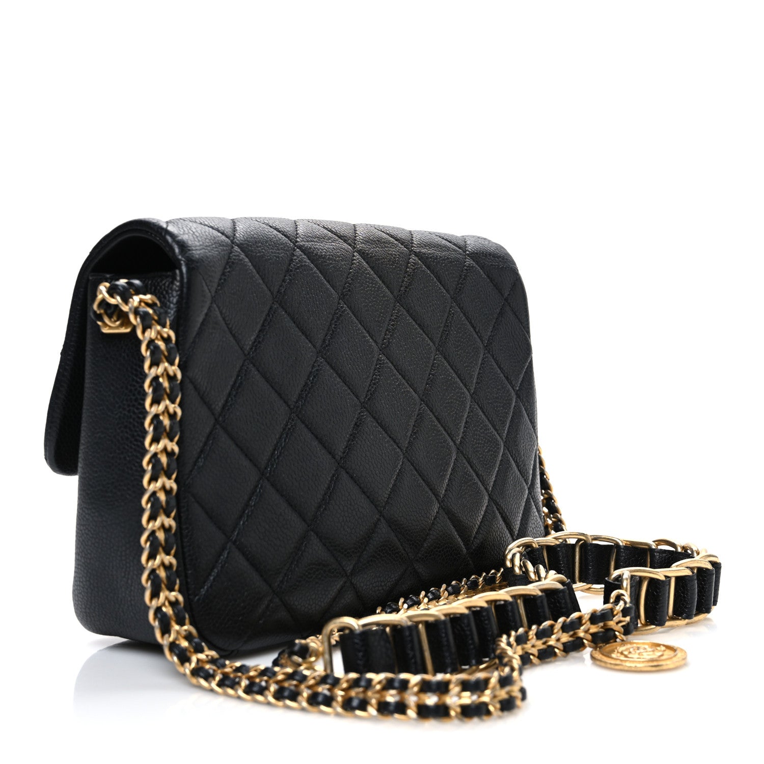 Caviar Quilted Chain Soul Flap Black