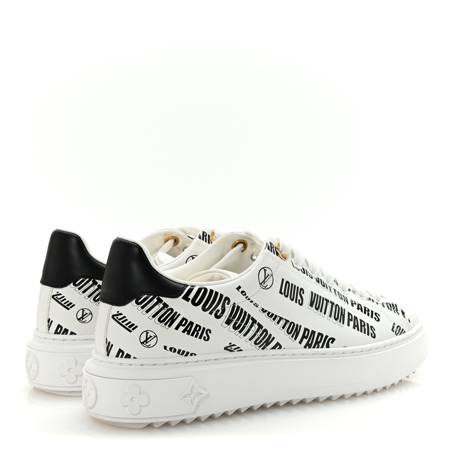 Calfskin Printed Time Out Trainer Sneakers 39 White