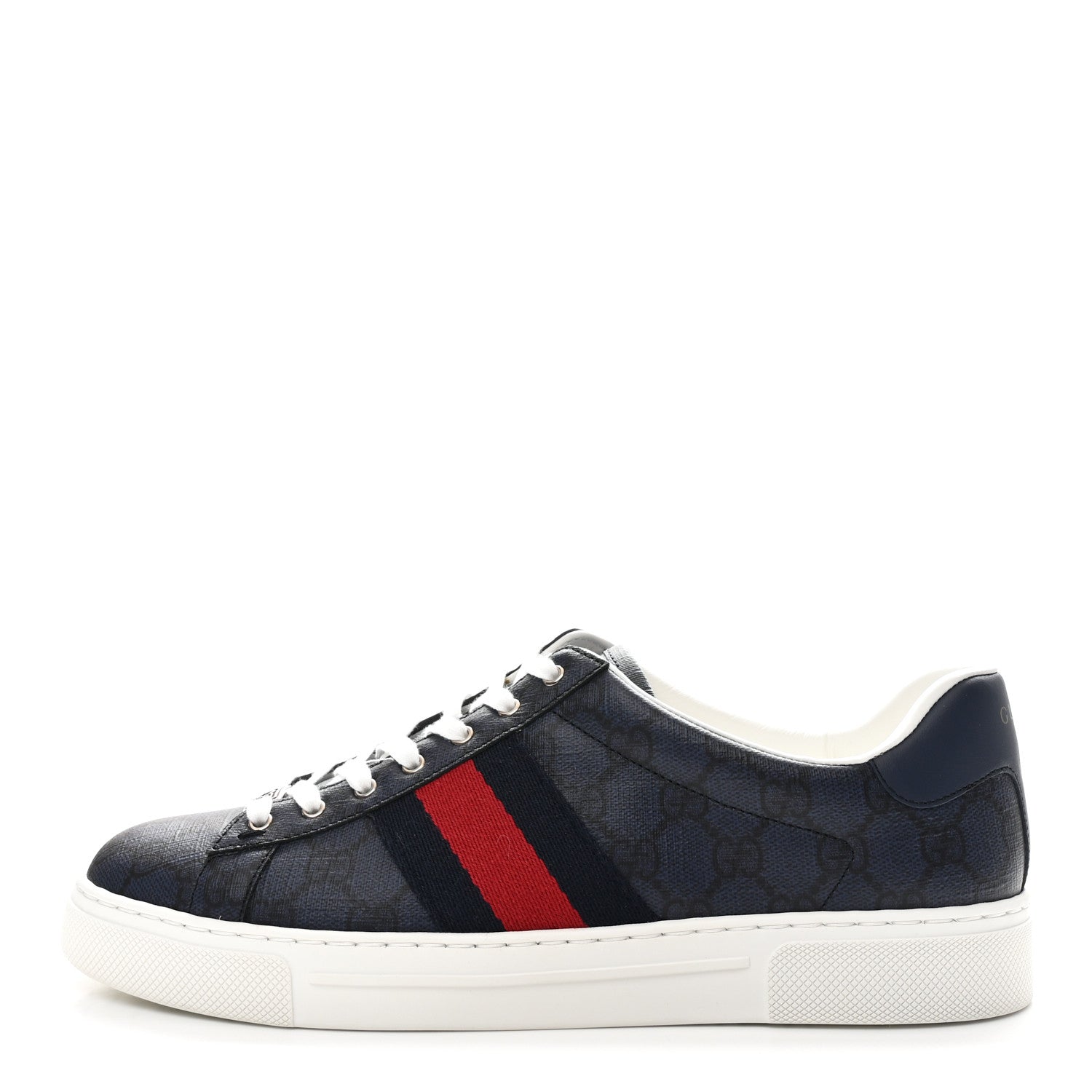 GG Supreme Monogram Ayers Web Mens New Ace Sneakers 8 Dark Blue