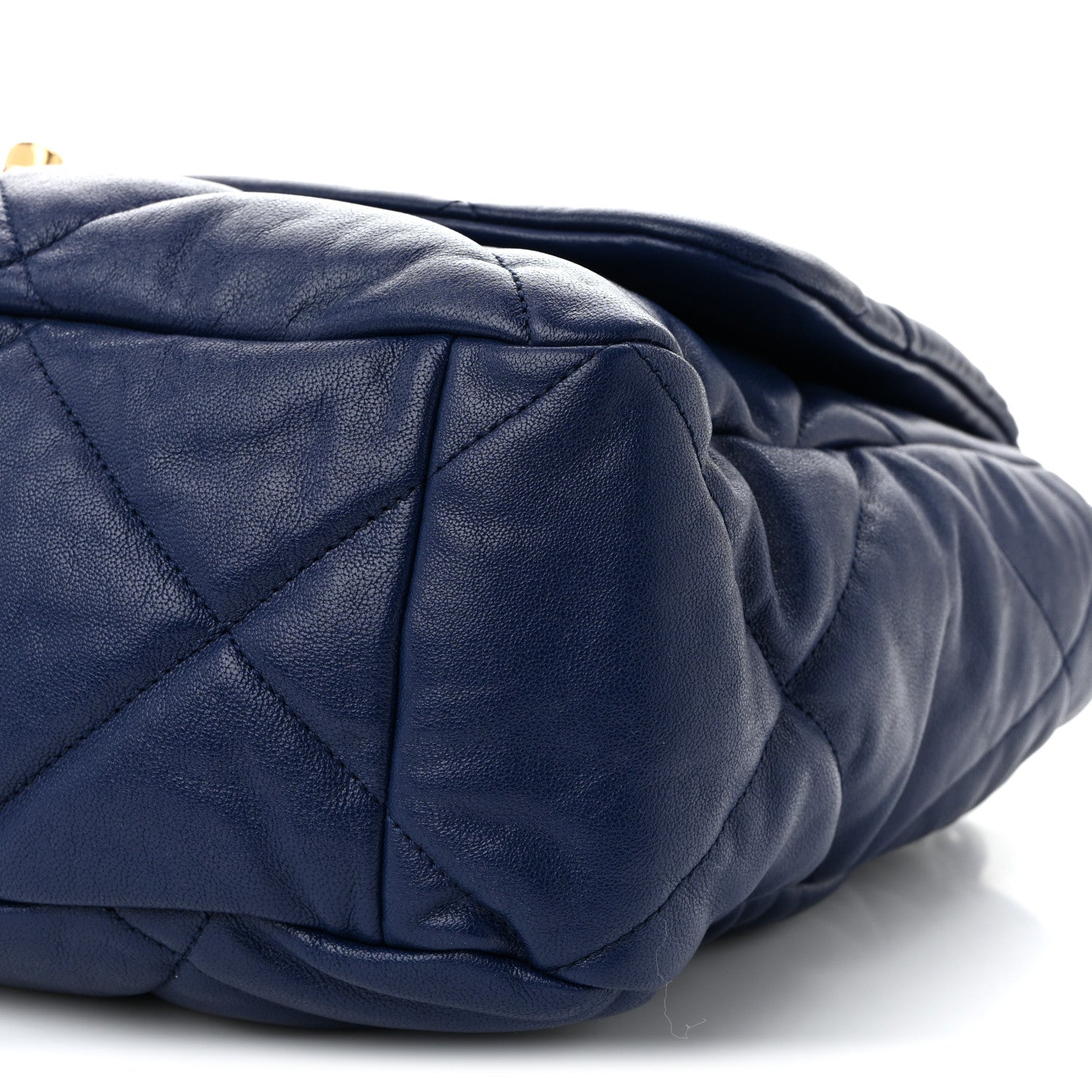 Goatskin Quilted Maxi Chanel 19 Flap Dark Blue