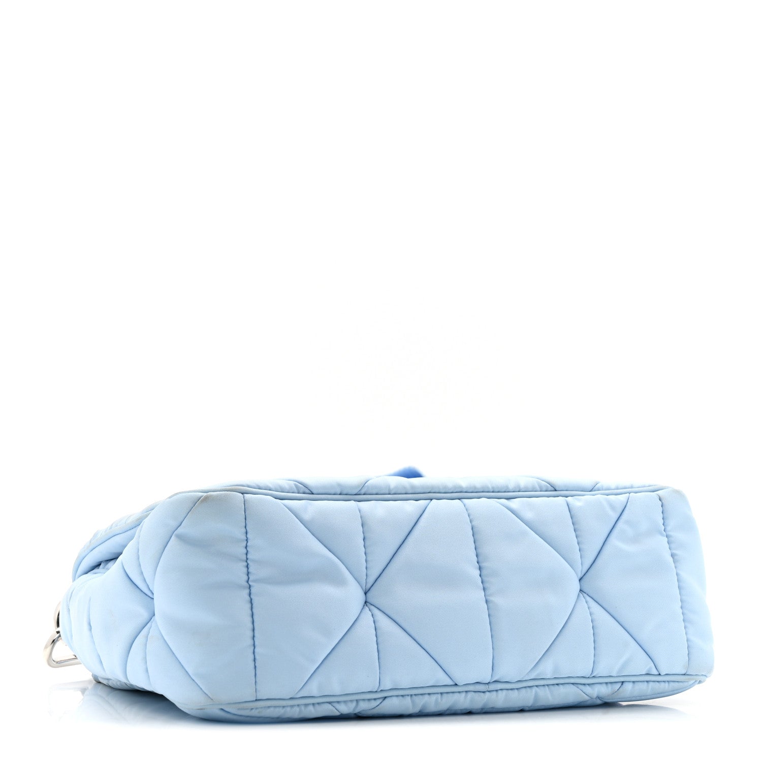 Re-Nylon Quilted Padded Flap Shoulder Bag Celeste
