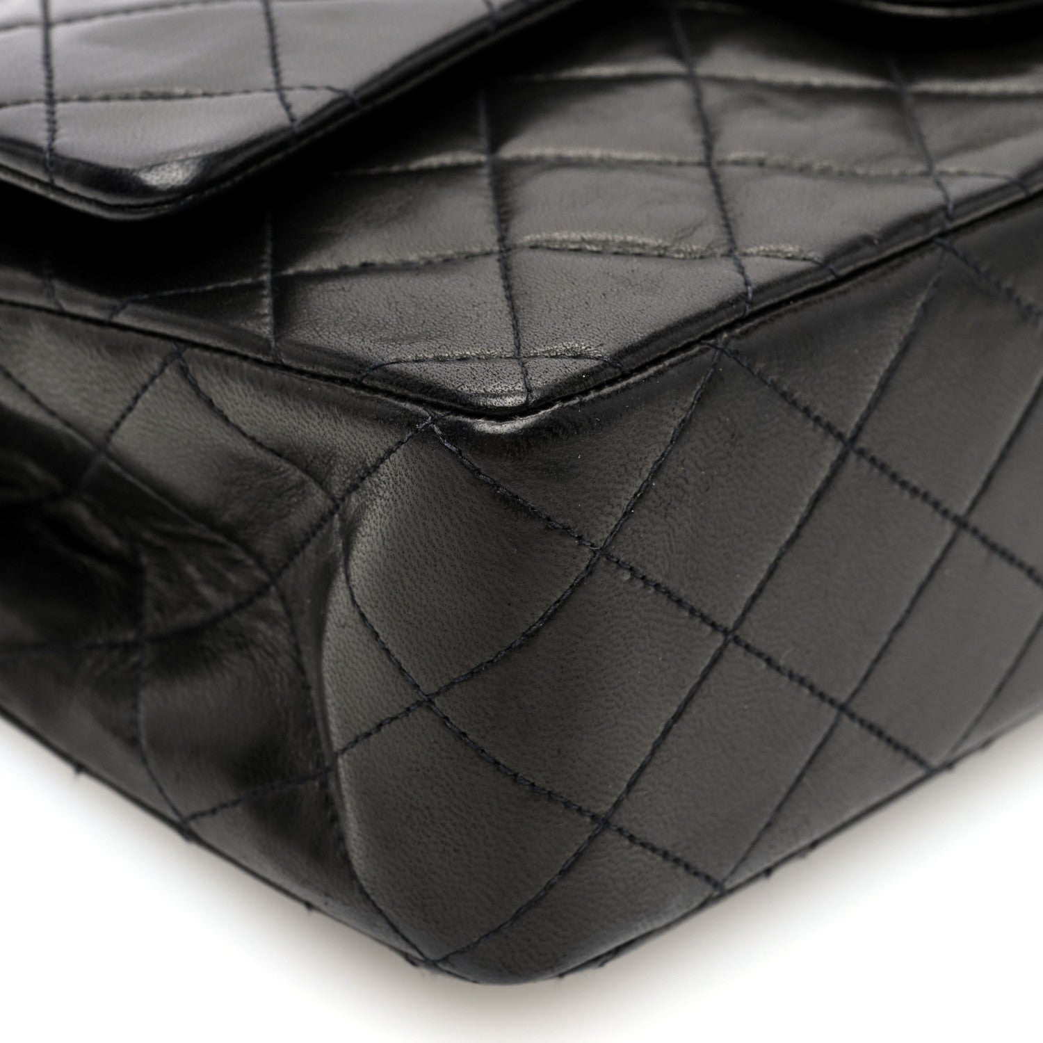 Lambskin Quilted Medium Double Flap Black