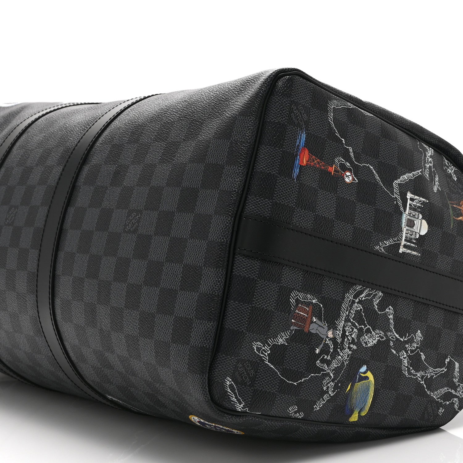 Damier Graphite World Map Keepall Bandouliere 50