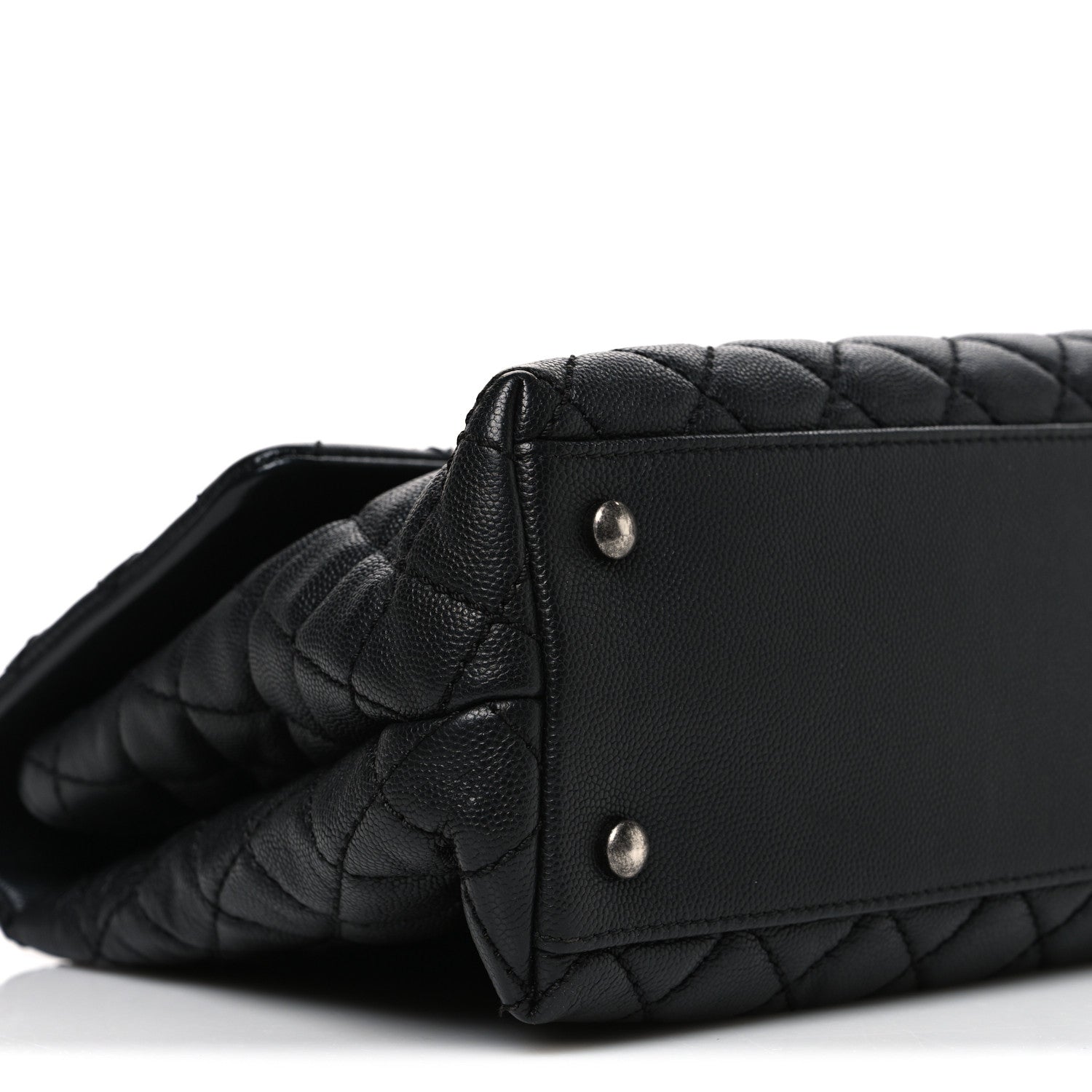Caviar Quilted Medium Coco Handle Flap Black