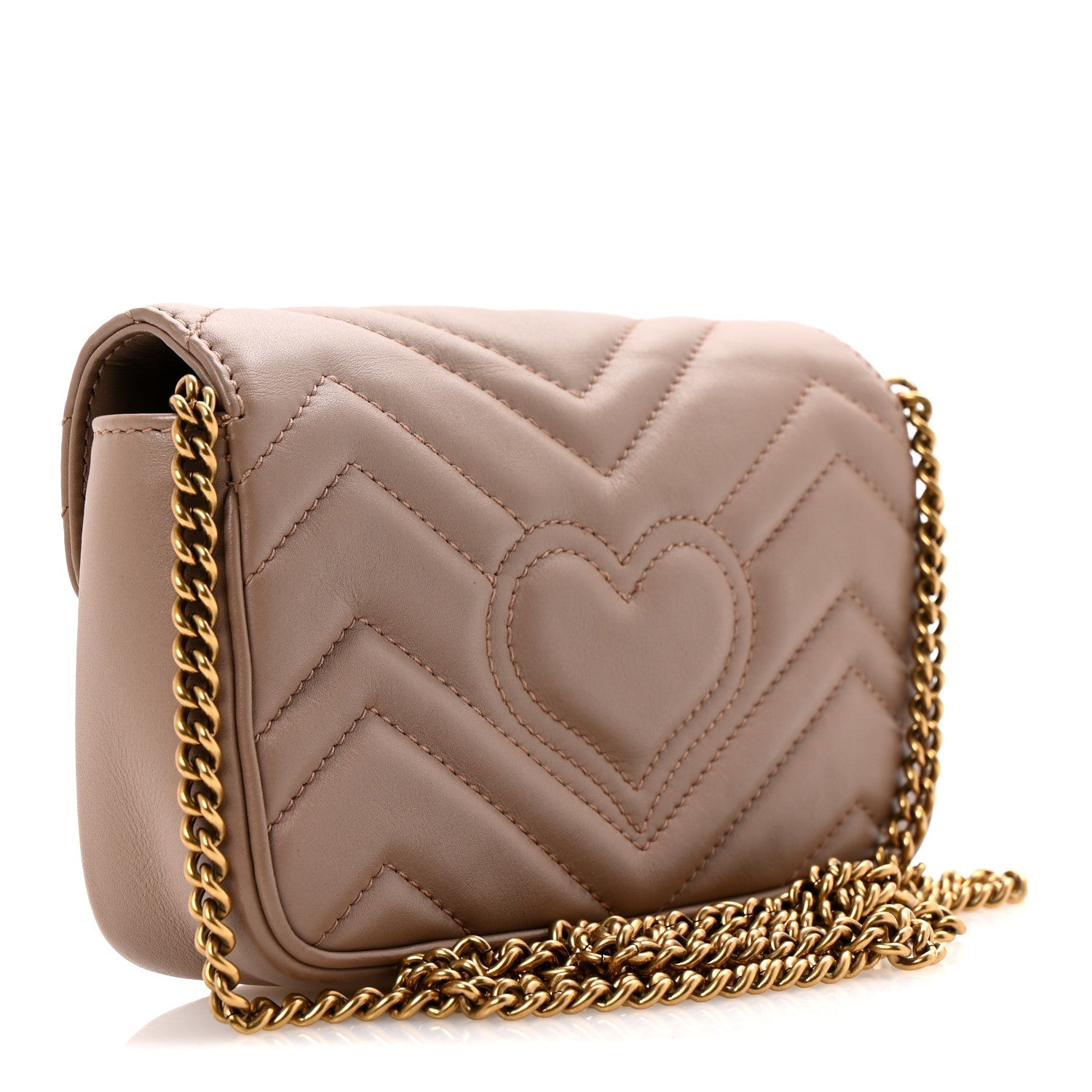 Calfskin Matelasse Super Mini GG Marmont Shoulder Bag Porcelain Rose