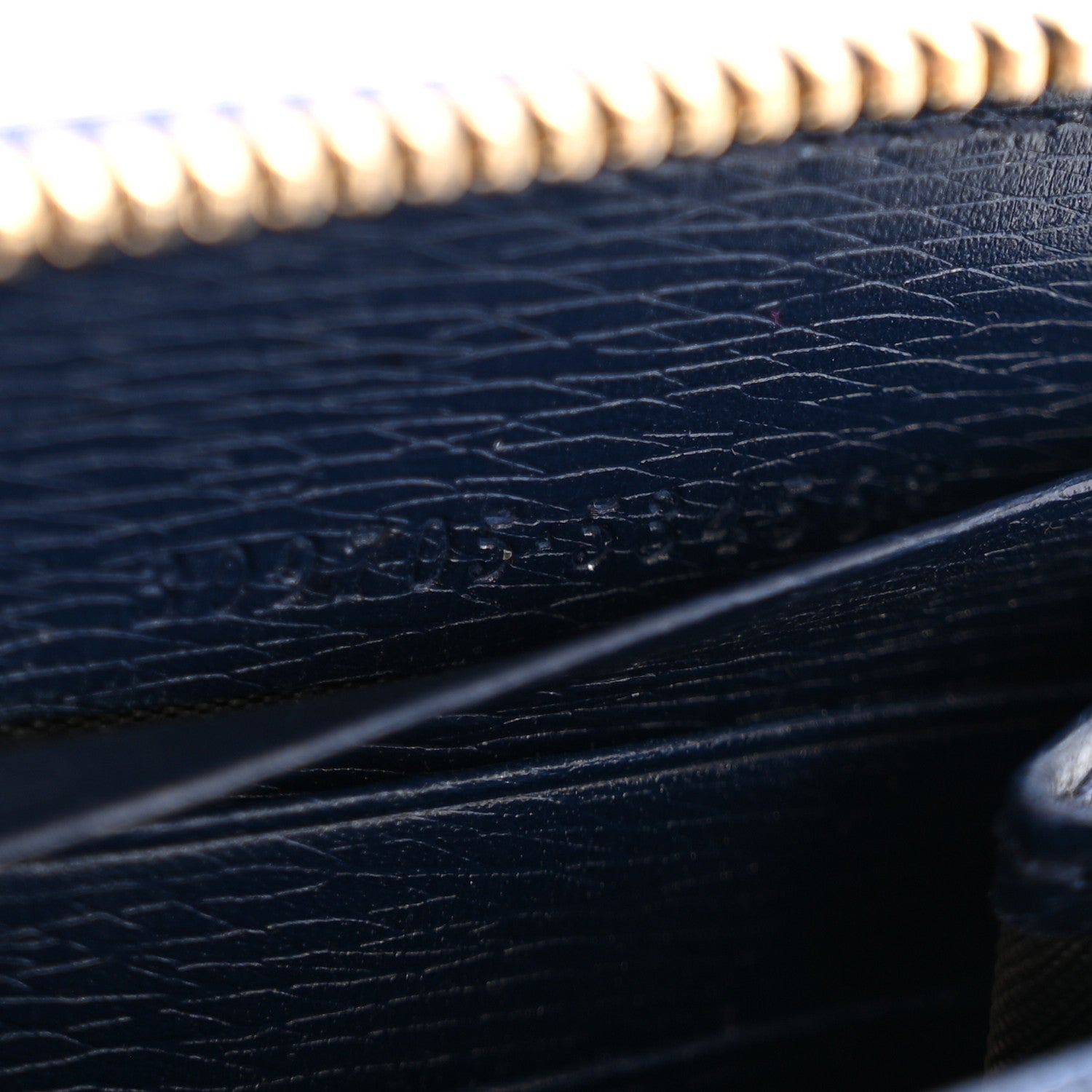 Calfskin Heartbeat Print Zip Around Wallet Blue