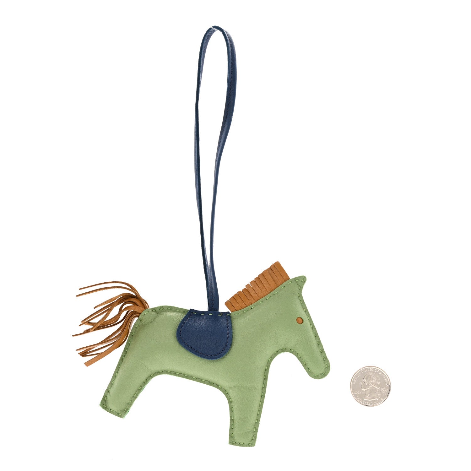 Milo Lambskin Grigri Rodeo Horse Bag Charm MM Vert Criquet Sesame Bleu De Malte