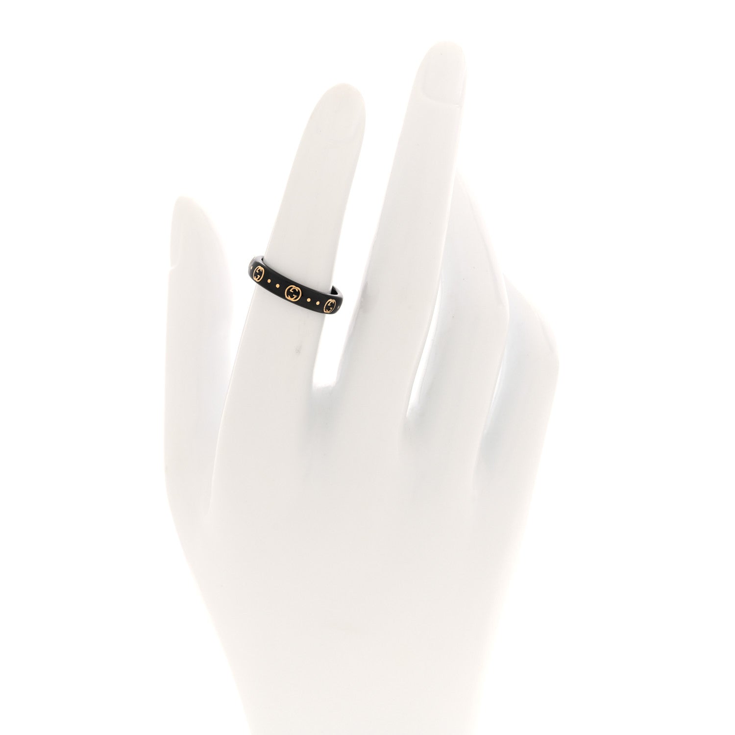 18K Yellow Gold Synthetic Corundum Icon Ring 51 5.75 Black