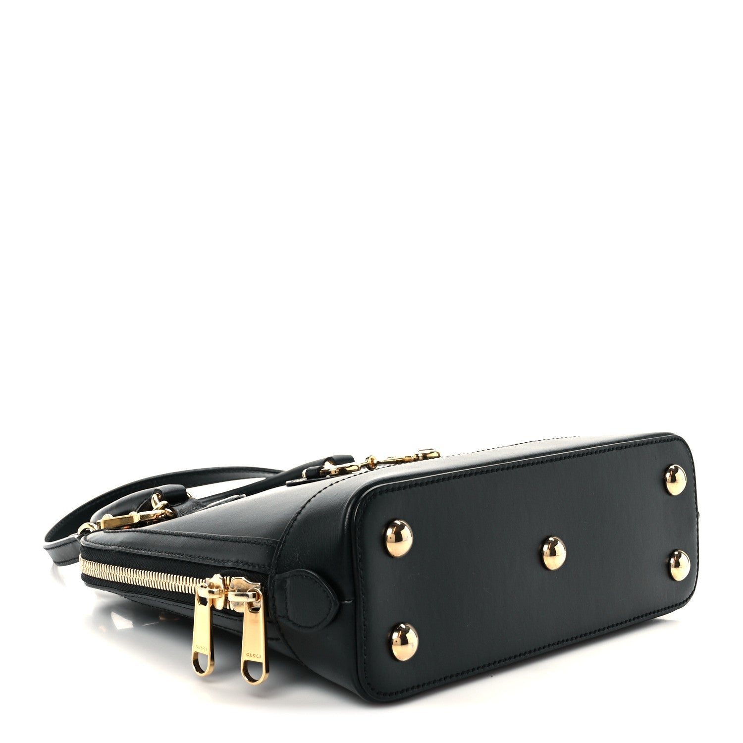 Boarded Plutone Calfskin Small Horsebit 1955 Top Handle Bag Black