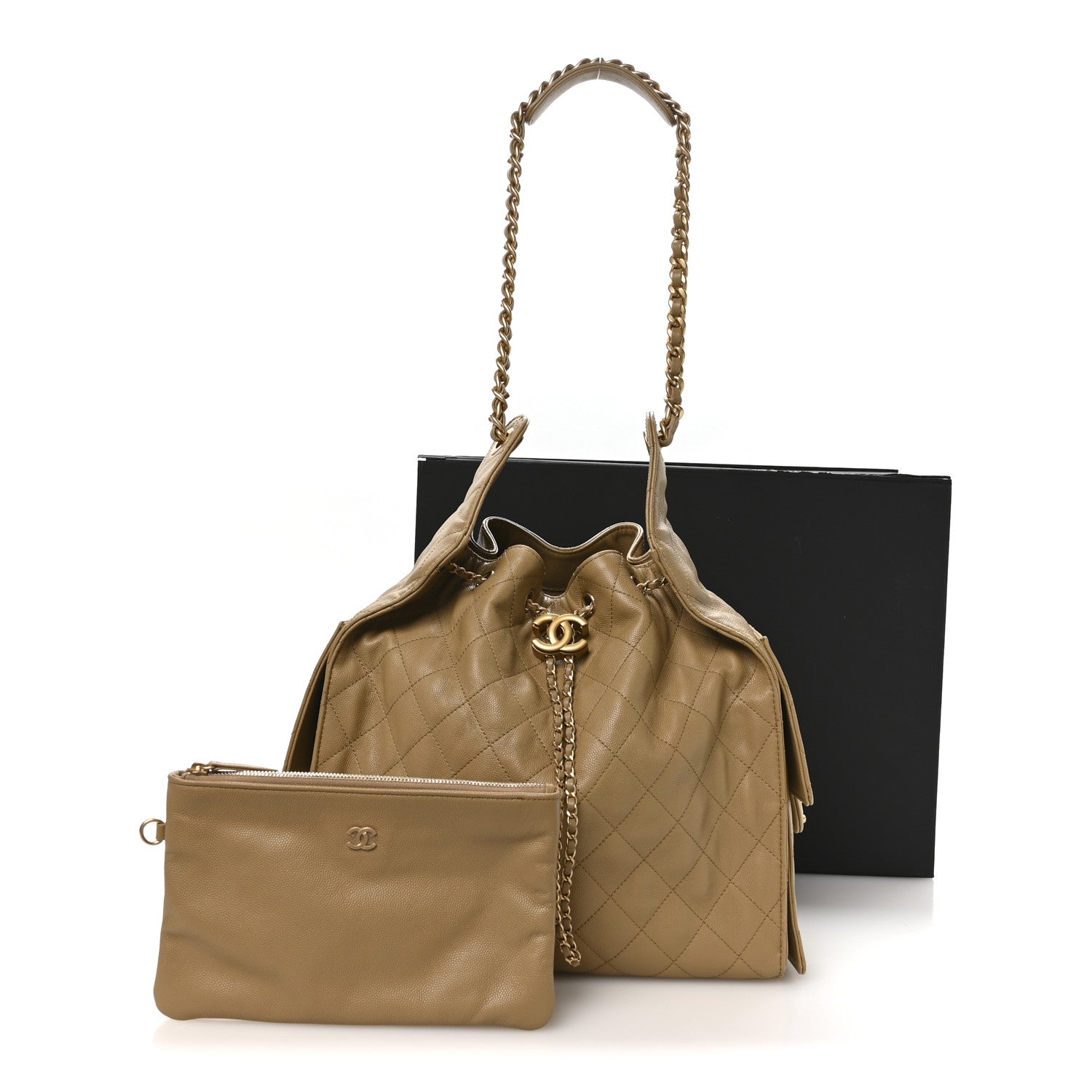 Caviar Quilted Medium Chanel 25 Handbag Dark Beige