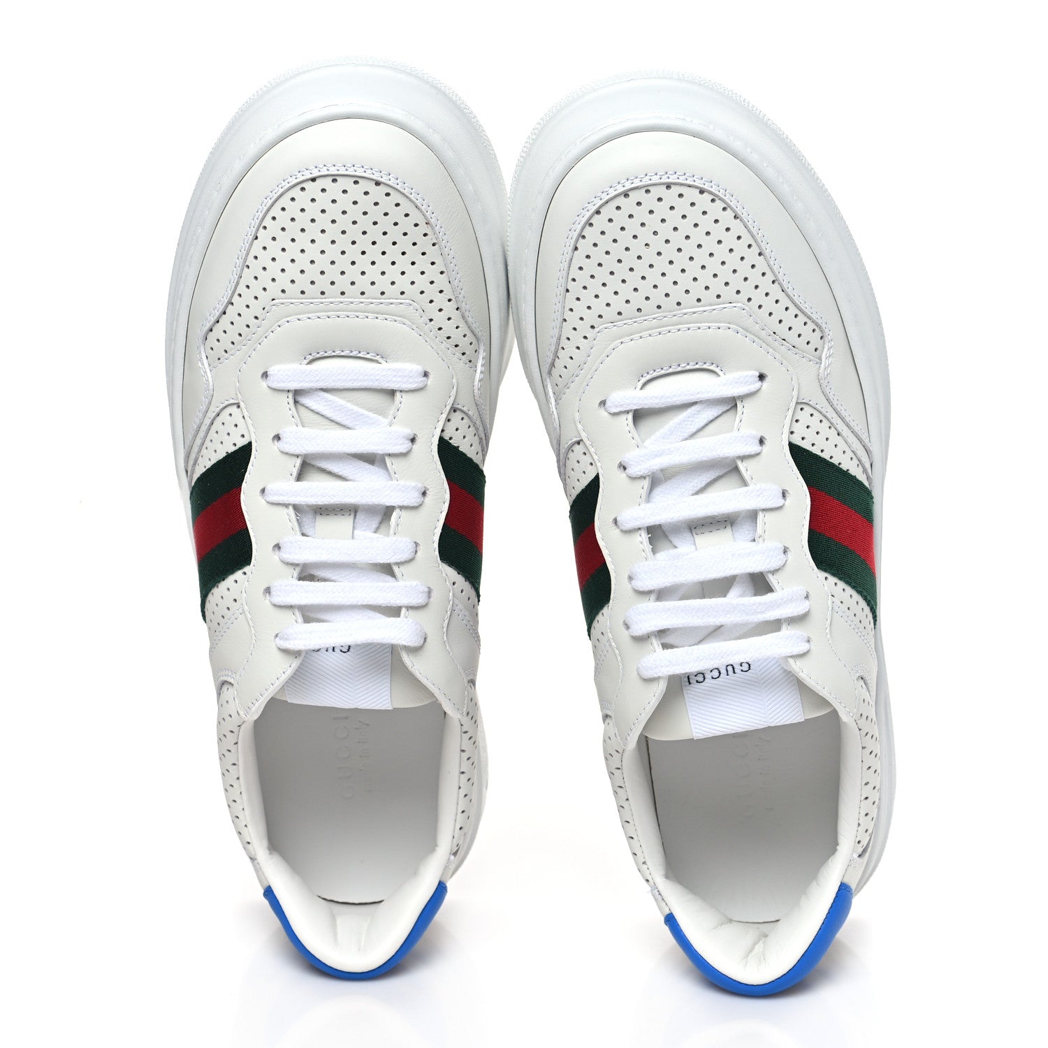 Calfskin Web Perforated Womens Platform 55mm Sneakers 41 White Bright Splash