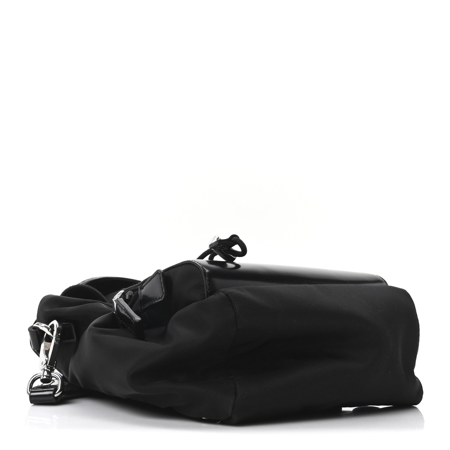 Nylon Brushed Calfskin Mini Sling Backpack  Black