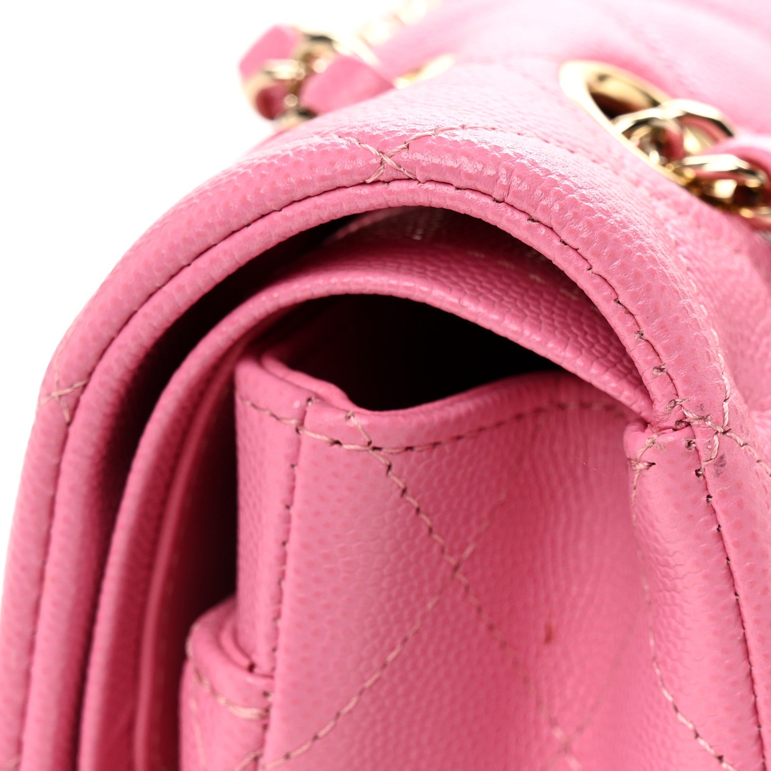 Caviar Quilted Medium Double Flap Pink
